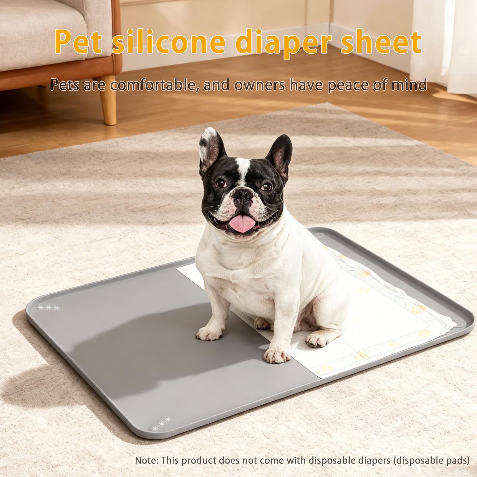 Support de tapis pipi pour chien, plateau en silicone, fixation | Pliable, réutilisable, lavable, antidérapant, imperméable, bord surélevé anti-fuite, protection du sol intérieur