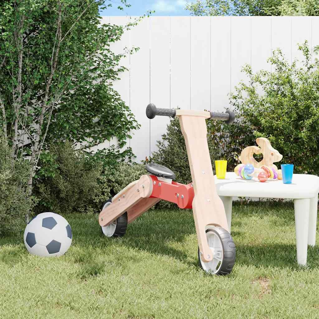 Trottinette Enfant 2 en 1 Rouge et Noir, draisienne avec siège en PU, Guidon réglable 135 degrés, Roues EVA, Porteur léger pour extérieur Jardin Cour, Charge 50 kg, 2 à 5 Ans