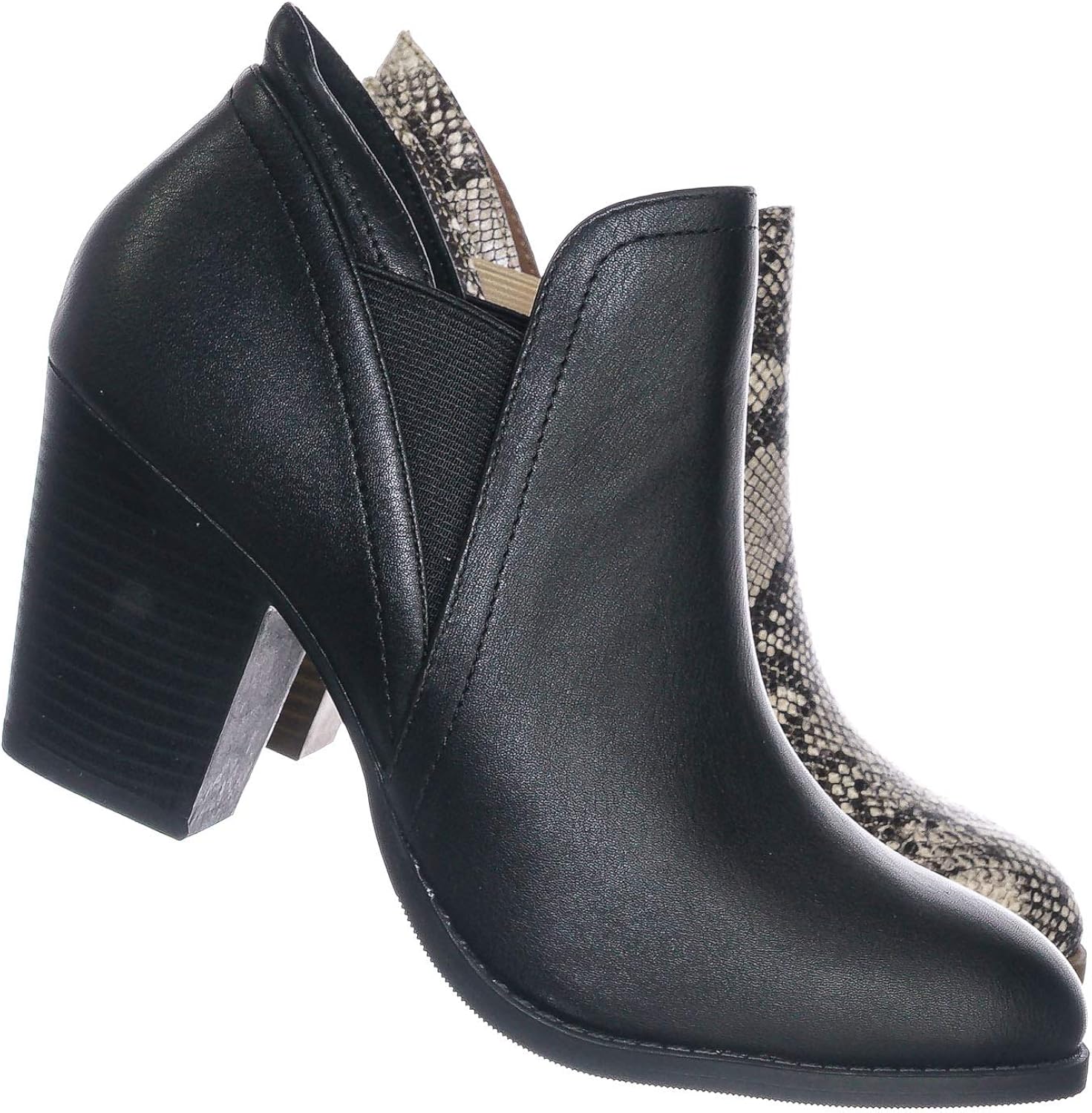 Botines de tacón de bloque con abertura lateral, tacón de madera con  elástico, Negro, 5.5 : Ropa, Zapatos y Joyería - Amazon.com