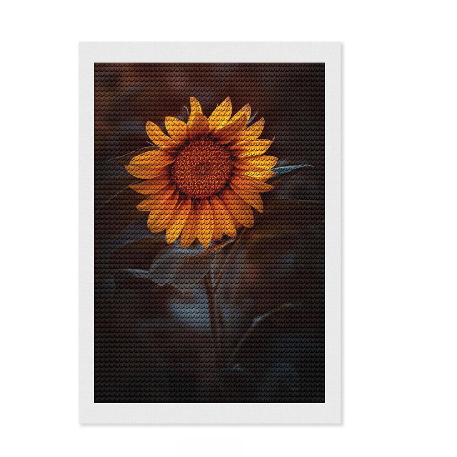 Junmoney Sunflower 5 Diamond Painting Canvas Set 8"x12", Relaxing DIY Hobby, Living Room Decor, for Teens, Holiday Gift Idea