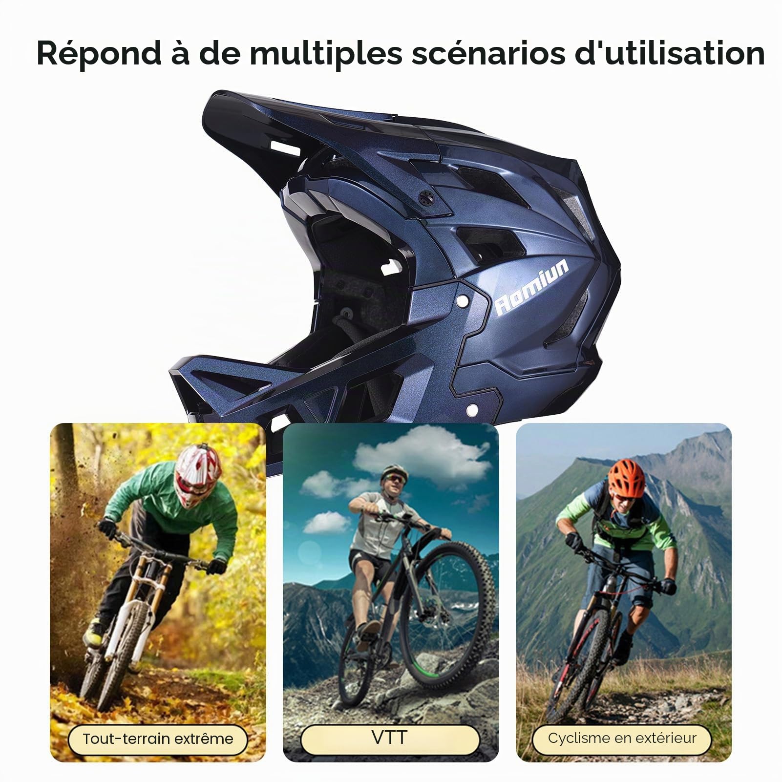 Casque de VTT intégral pour Homme avec visière, Doublure EPS, léger et Respirant, pour Tout-Terrain, Casque de Course