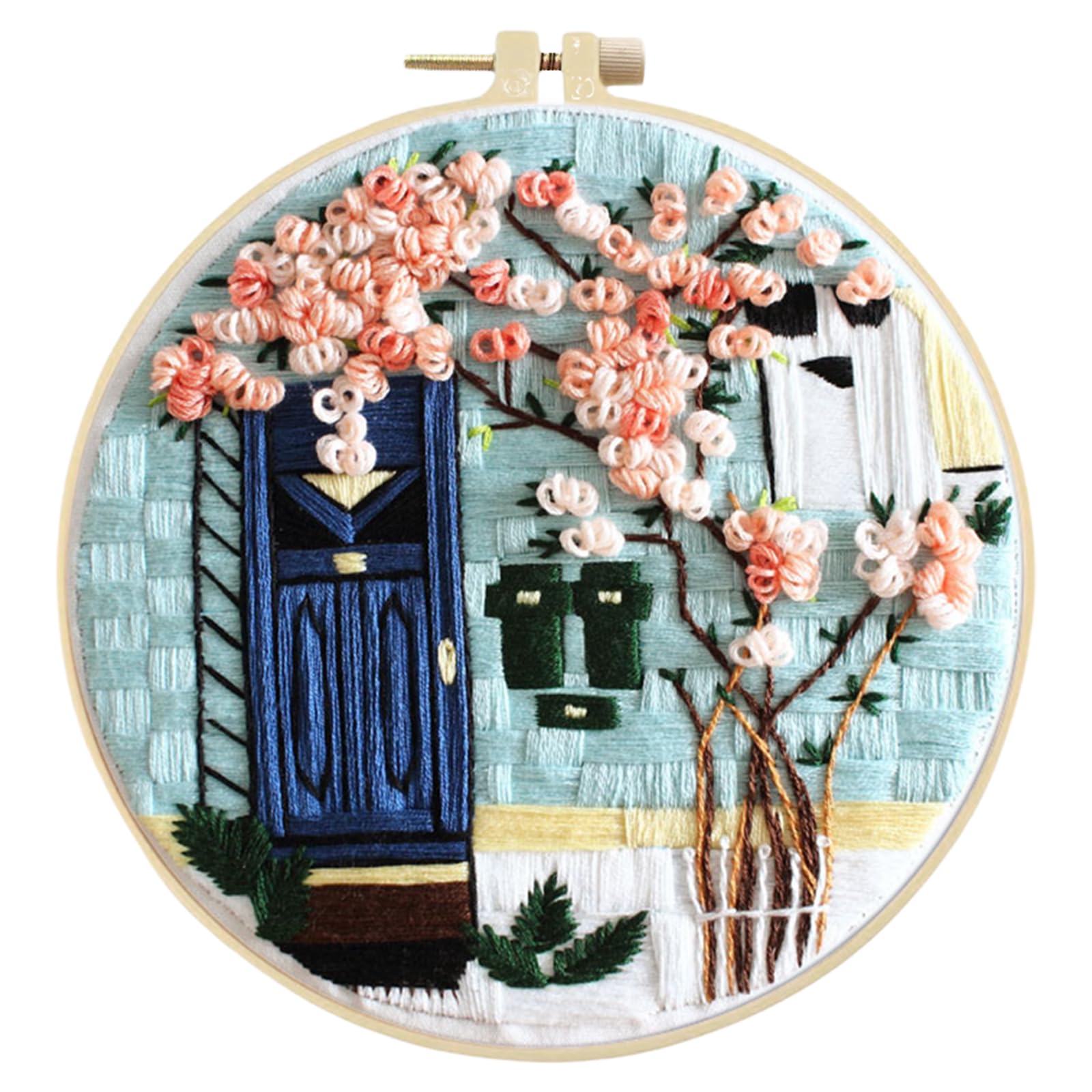 Embroidery Kit for Beginners, Stamped Cross Stitch Kits with Hoop, Threads, Needles &Tools, DIY Needlework Starter Set and Craft Gift for Adults 29 * 29CM(Flower Tree)