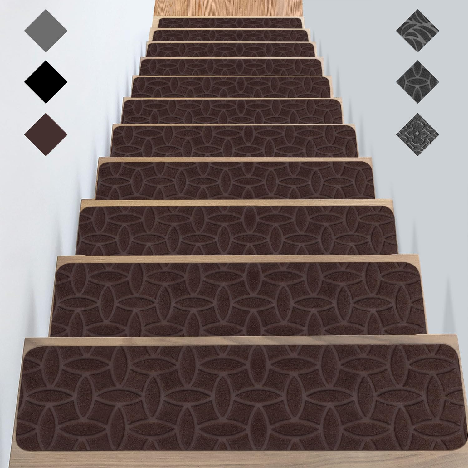 Non-Slip Carpet Stair Treads, Indoor Stair Runners Safety Rug with Reusable Adhesive,Anti Slip Indoor Stair Mats for Wooden Stairs