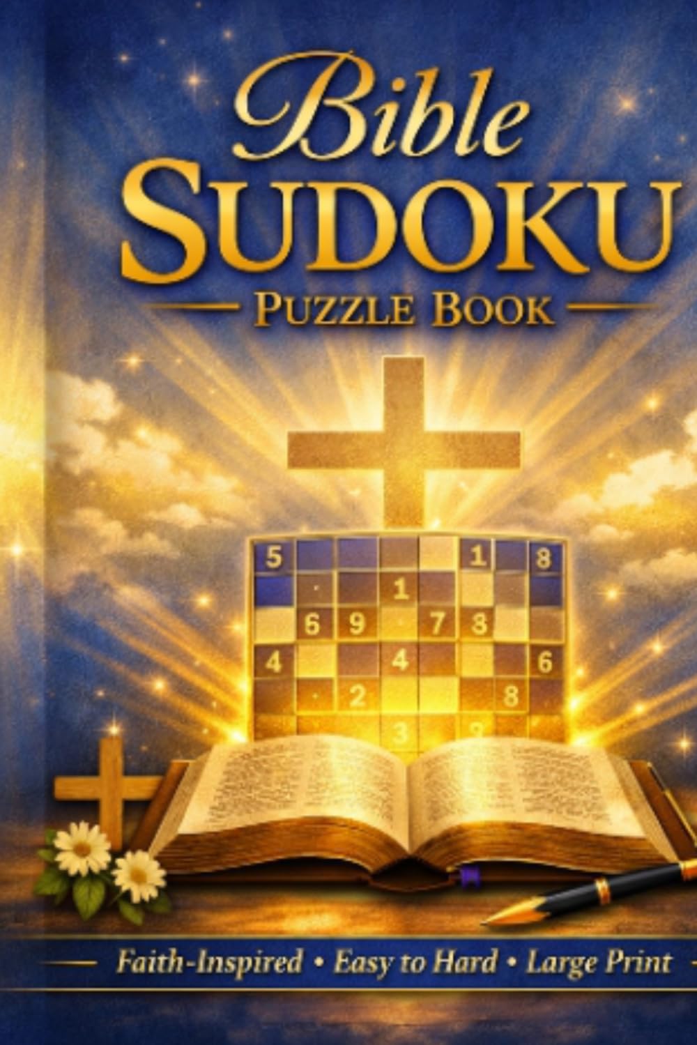 Bible Sudoku Puzzle Book: Large Print Brain Games with Inspiring Scriptures for Adults and Seniors | Easy to Hard Christian Logic Puzzles for Mind Stimulation and Devotion