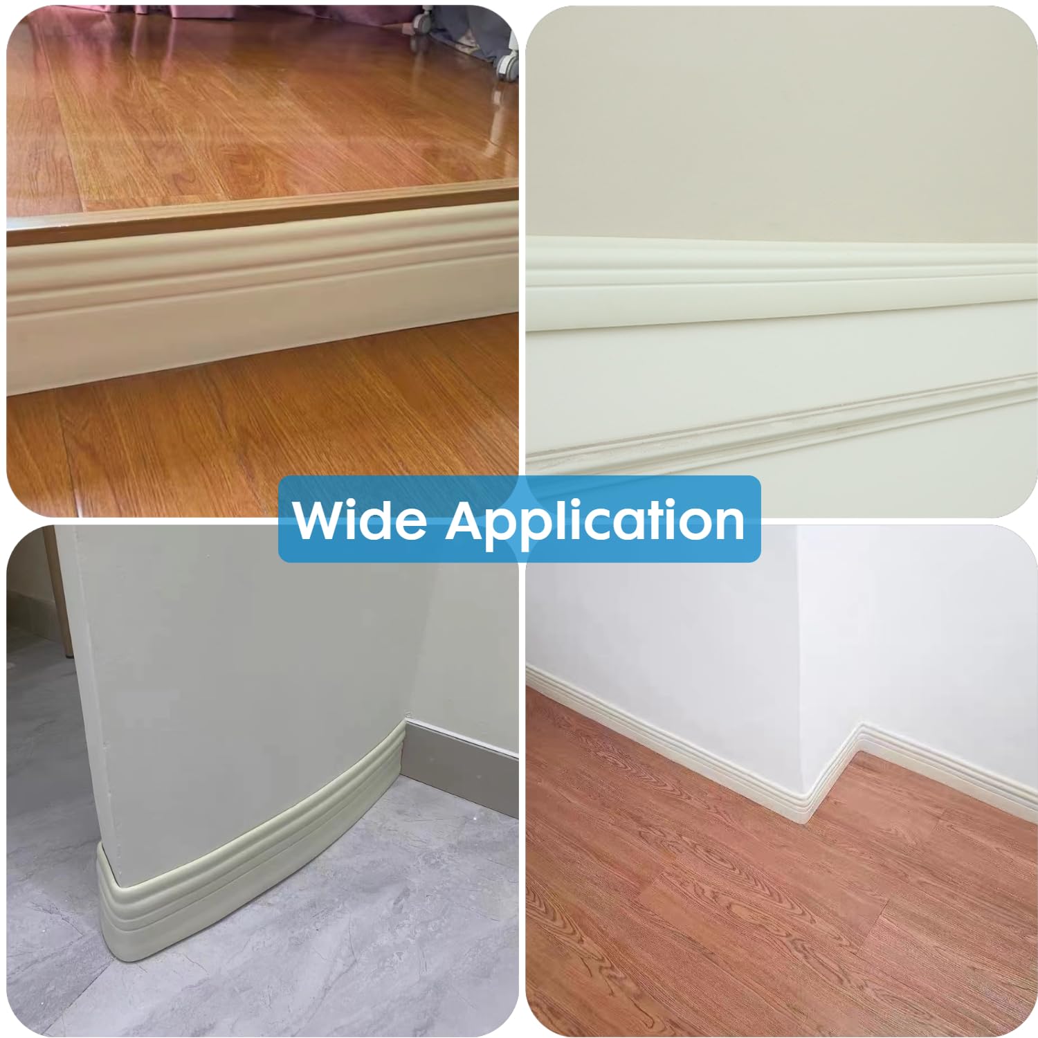 YUZZY Baseboard Molding Trim, 4 Inch(W) X 40 Feet(L) Flexible Self-Adhesive Vinyl Wall Base Cove Base, Peel And Stick Rubber Wall Base Moulding Trim