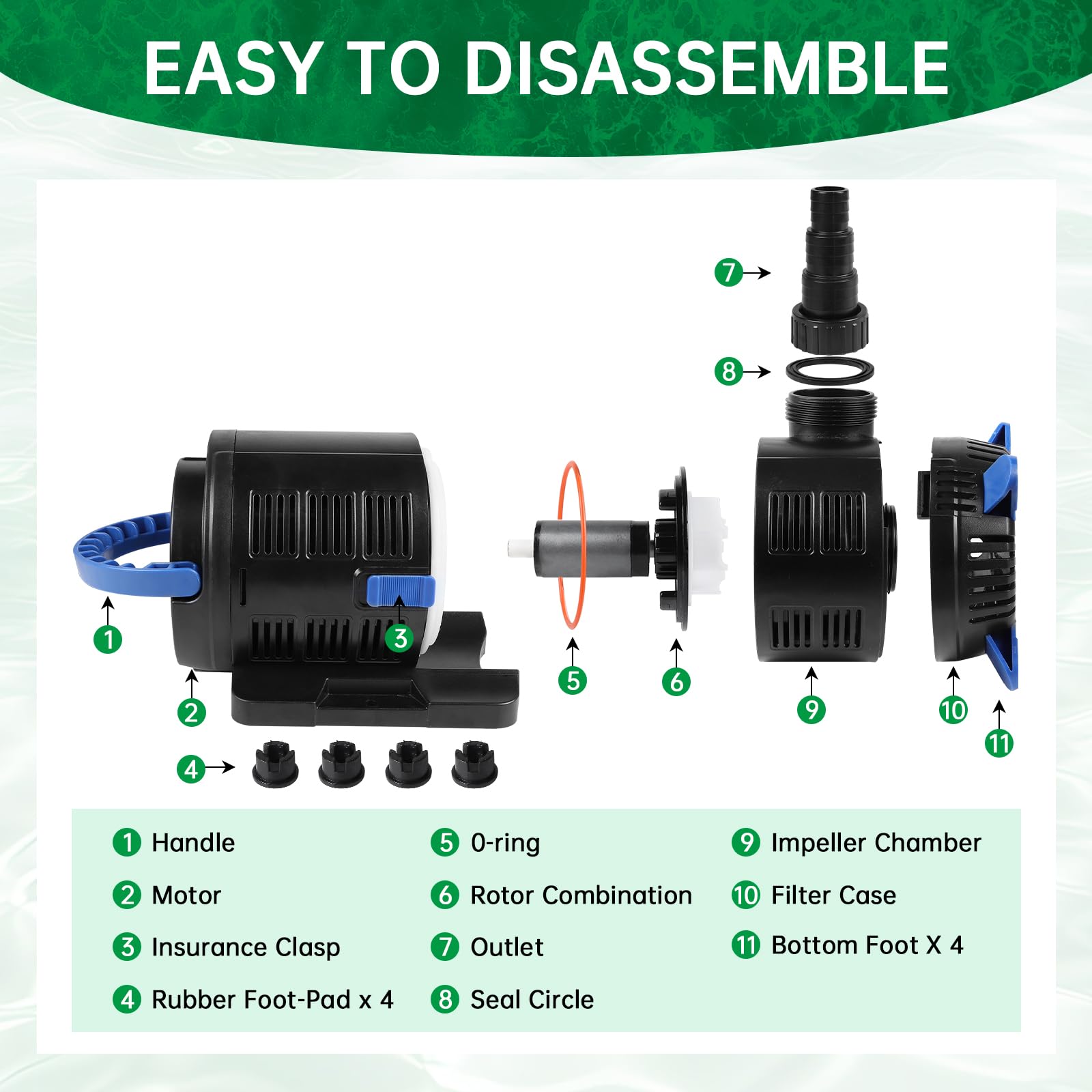 EXLECO Pompa per laghetto regolabile per esterni, 15000 l/h, 37 W-180 W, regolabile con regolatore multifunzionale, pompa per filtri, laghetti da giardino, pompa per laghetti da giardino, fontana