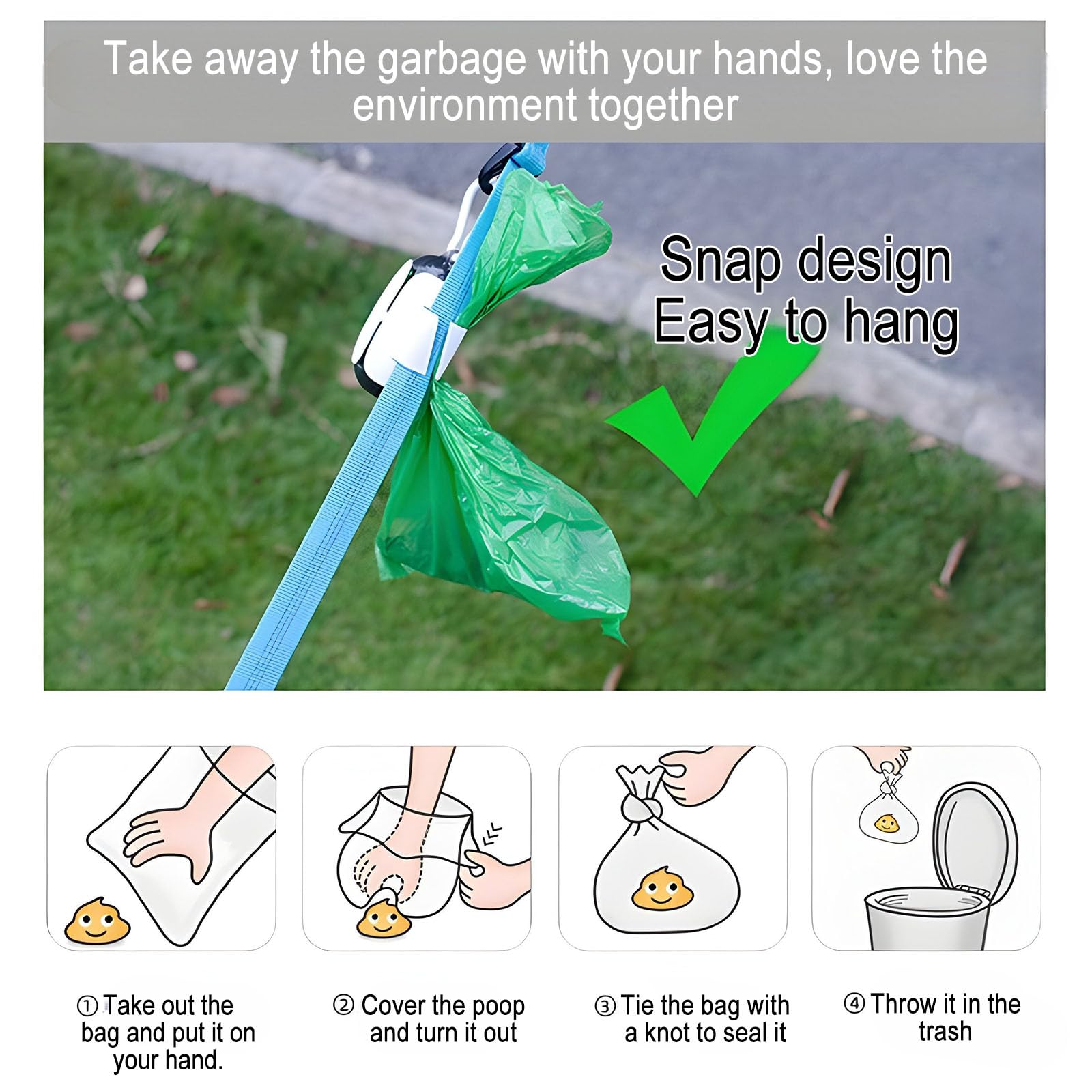 Eiflayn Poop Bag Dispenser, Pack of 3 Waste Bag Dispenser for Dogs Attaches to a Lead, Dog Bag Dispenser - Image 4
