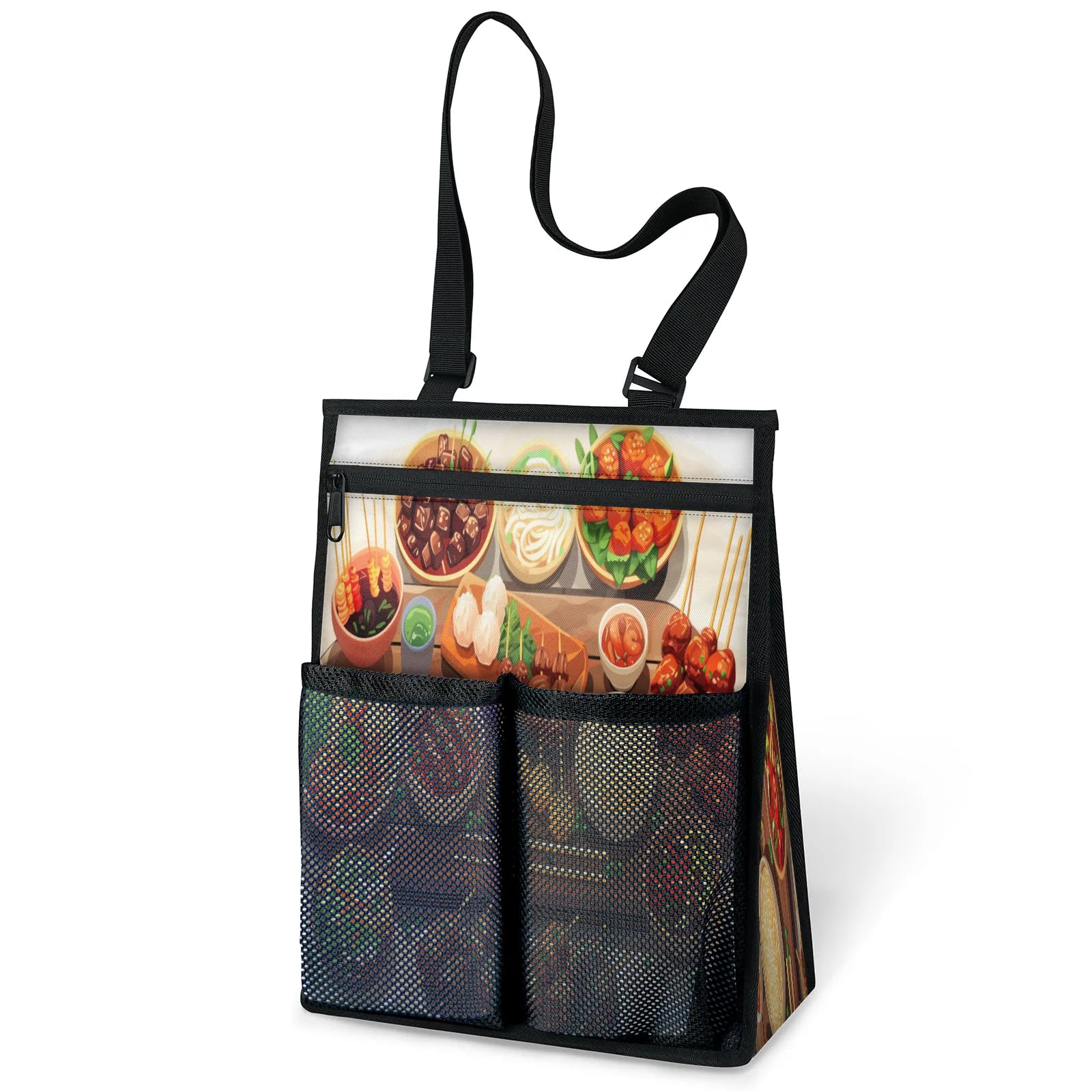 Ourtheme Cartoon Japan Food Portable Shower Bag for Travel Gym Camp Beach Tote Shower Caddy Bags Hanging Toiletry