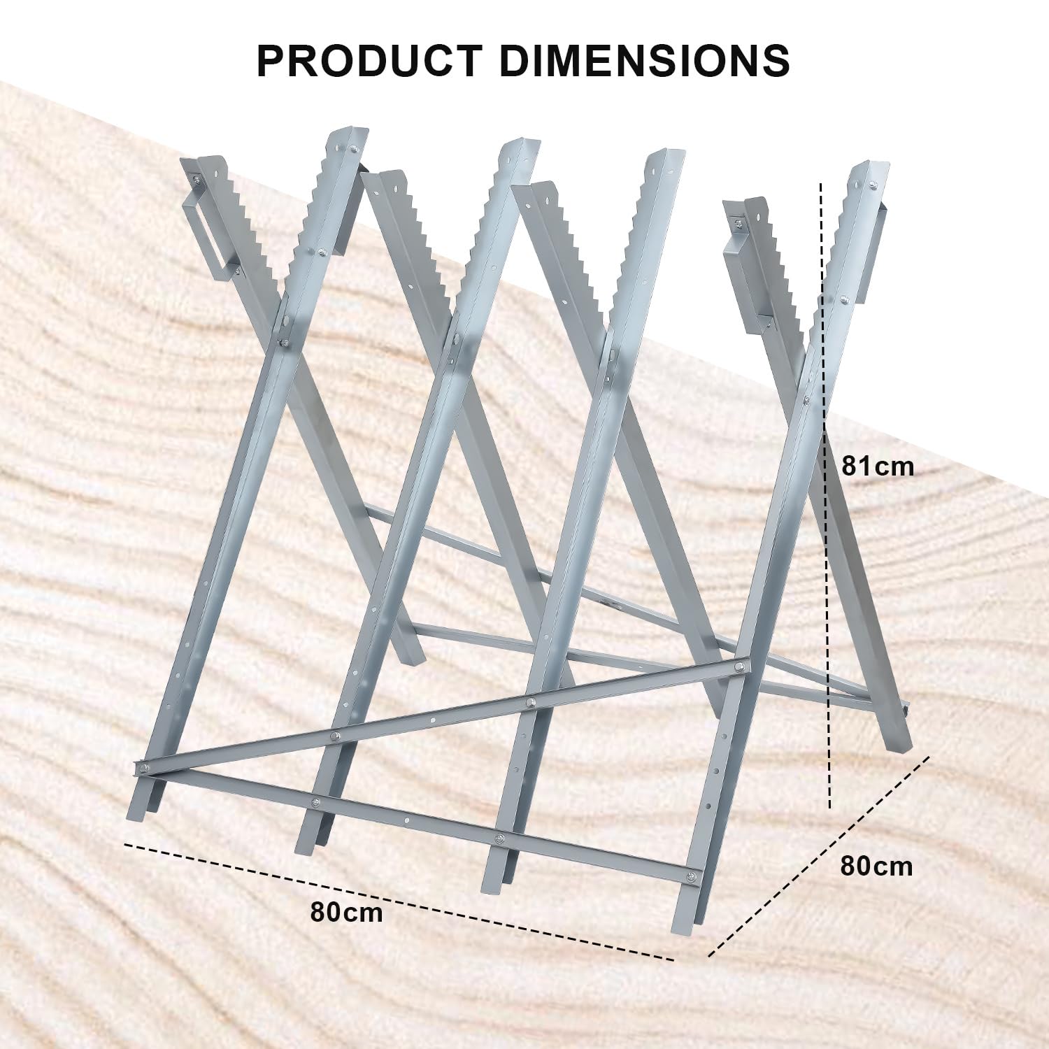 Chevalet de sciage en bois galvanisé - Pliable - Avec support de tronçonneuse - Charge maximale : 150 kg - Convient pour les scieries et ateliers