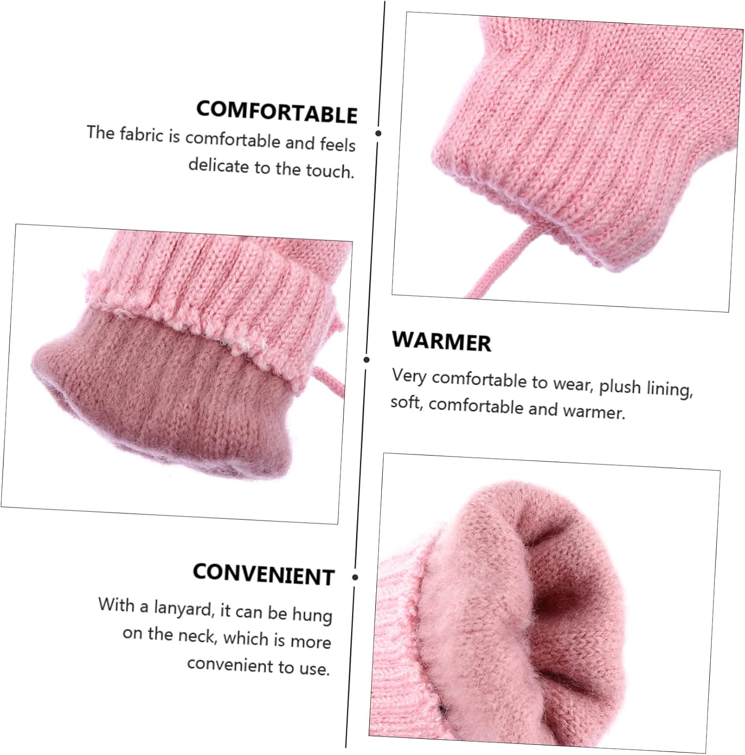 Holibanna 1pair Warm Stretch Mittens for Boy Girl Boy Girl Knitted Gloves Lanyard Winter Cold Weather Fingerless Design Soft and Breathable for Boys and Girls