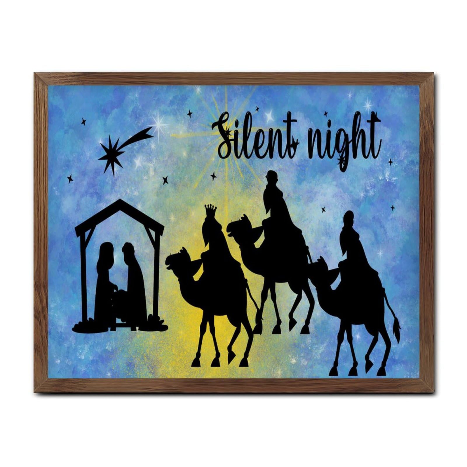 Cadeau religieux pour panneaux chrétiens et décoration murale en bois sacré de Noël