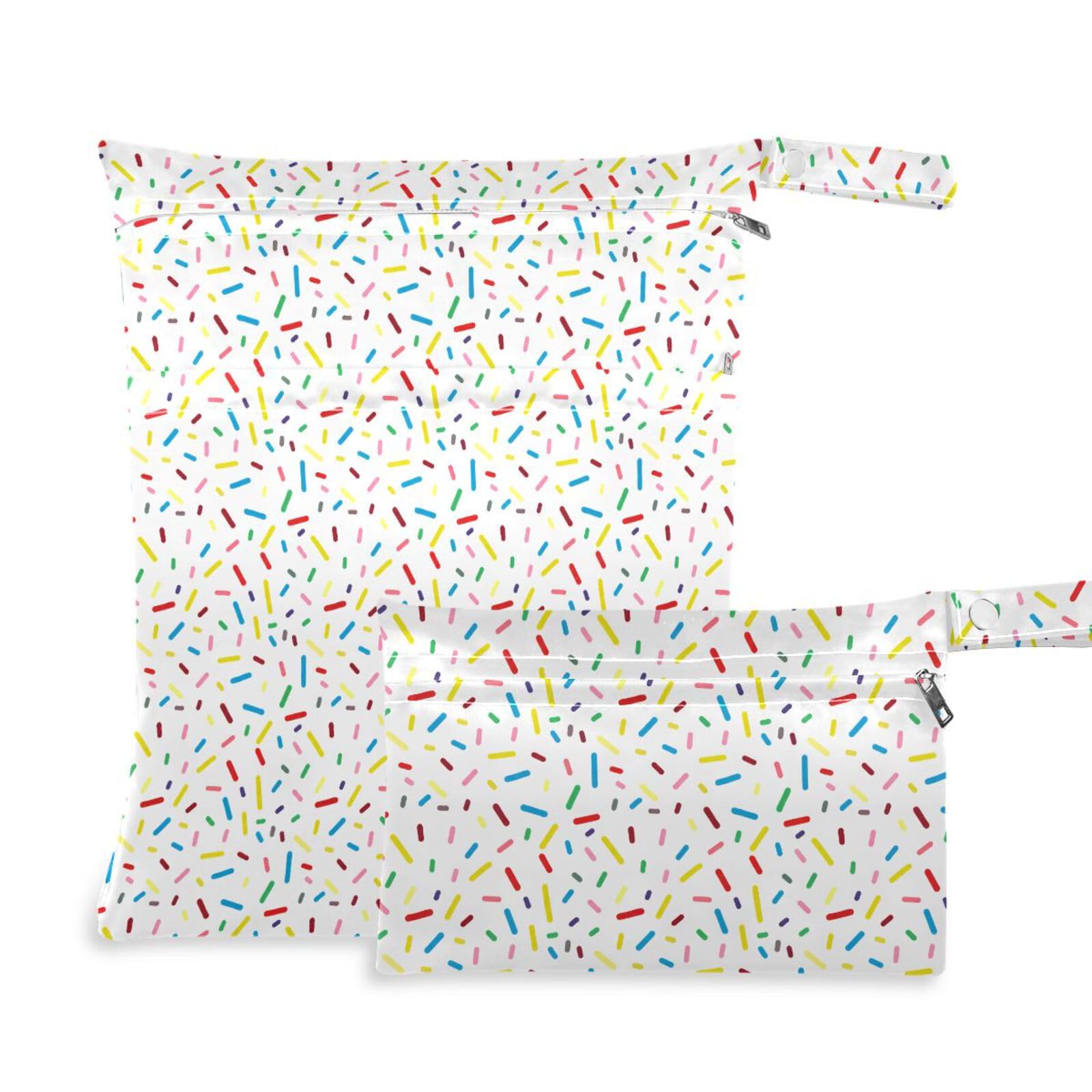 Coikll Wet Dry Bags for Cloth Diaper 2 Pack Waterproof Yoga Gym Bag for Swimsuit Wet Clothes Baby Items-?Colorful Sprinkles?