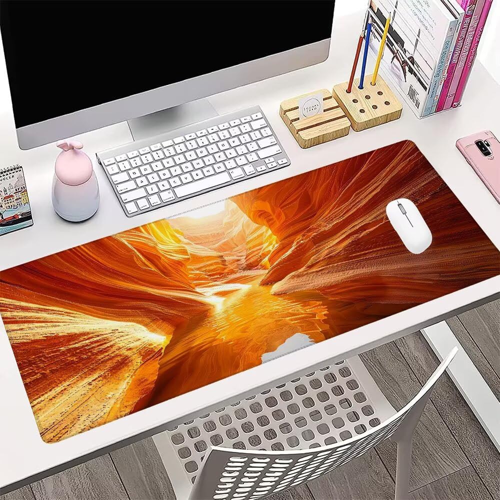 Alfombrilla de Mouse para Juegos, Giallo, XXL, Antideslizante, Impermeable, Diseño de Paesaggio, Extendido, Grande, 1200x600x3mm, para PC, Laptop, Ufficio, Famiglia d-572