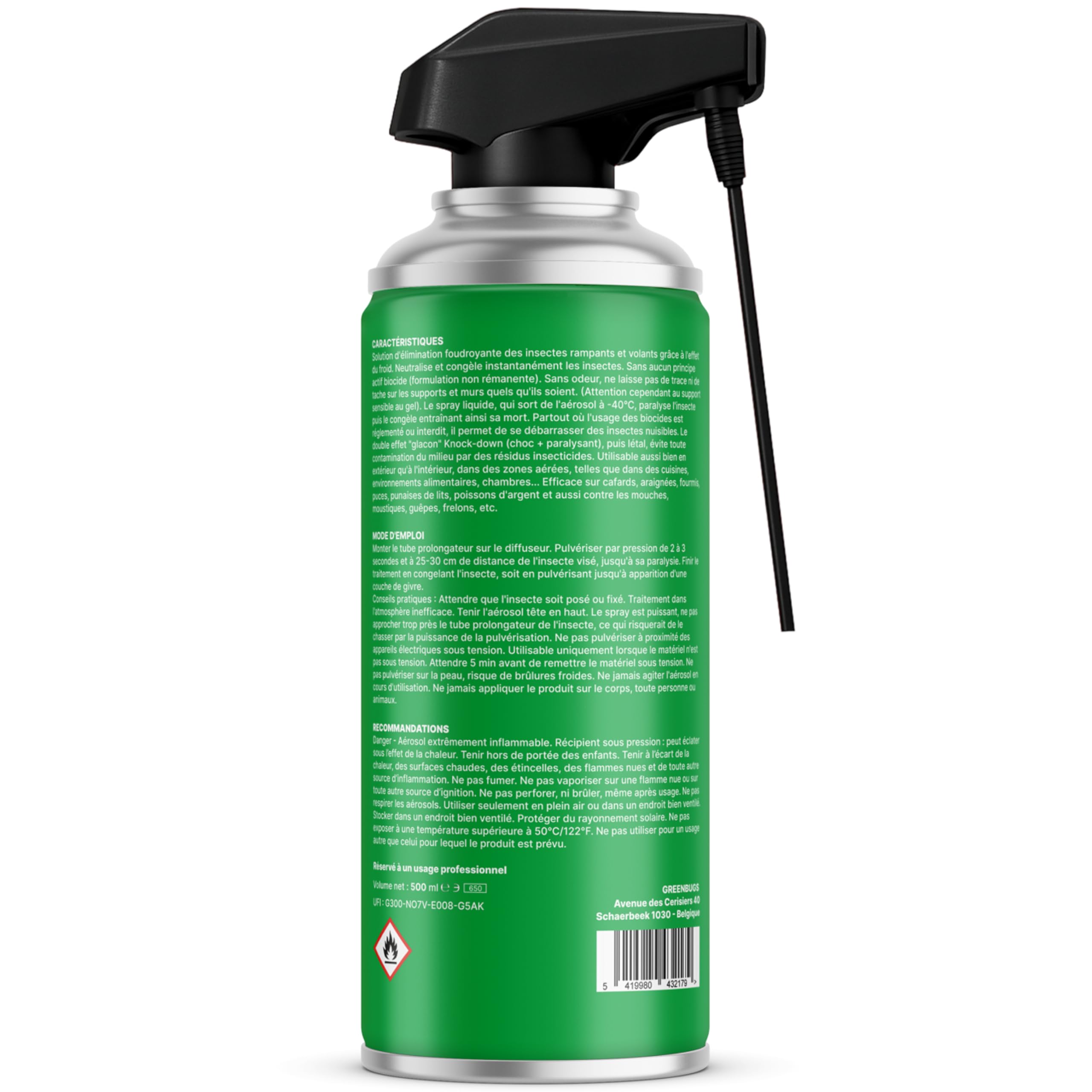 Spray Criogenico Cimici da Letto -40°C 500ml – Elimina subito Cimici e Uova – Applicatore Preciso – Soluzione Naturale ed Efficace senza Insetticidi – GREENBUGS