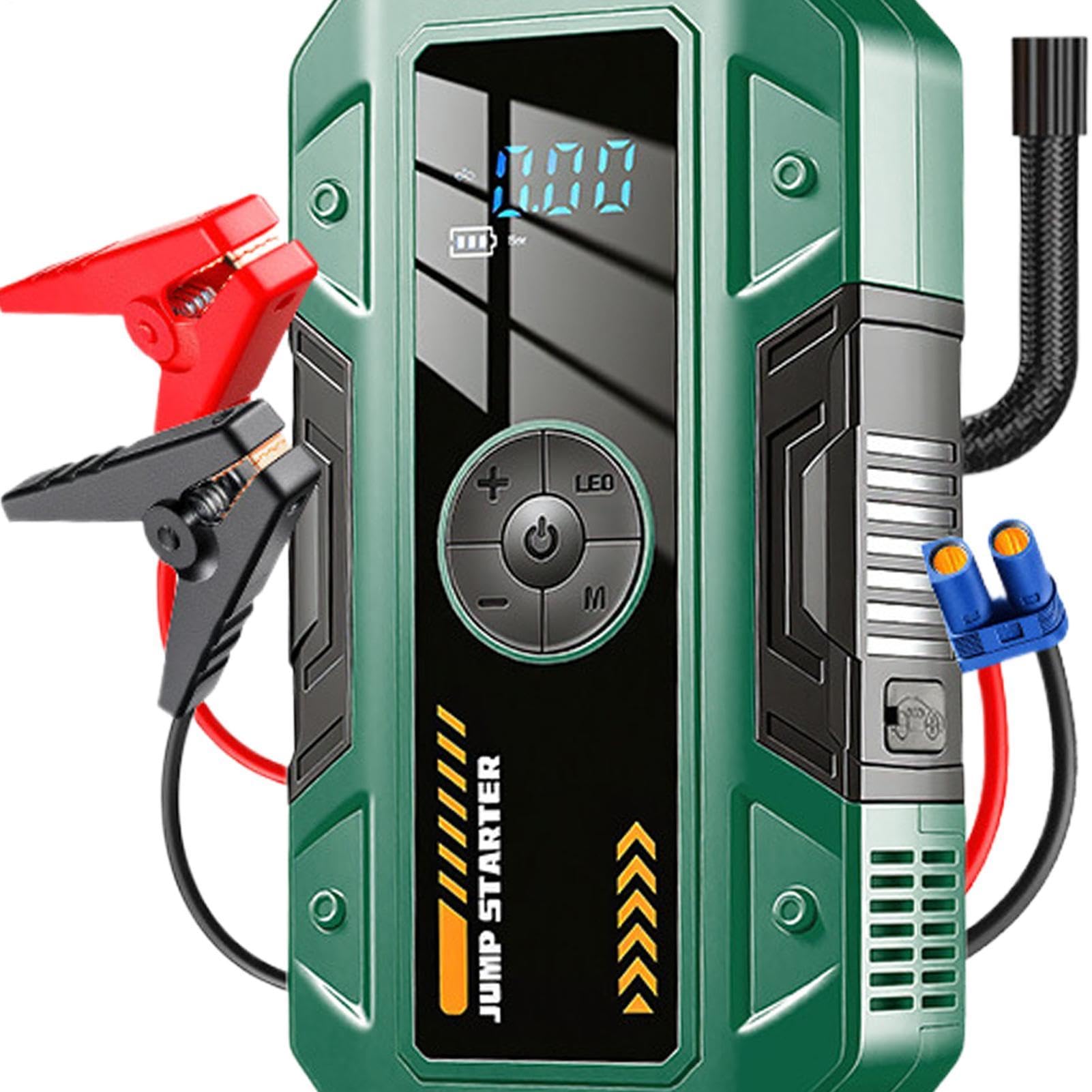 Pompa ad aria | con luce ricaricabile | Avviatore di emergenza con compressore d'aria – per veicoli automobilistici bici pneumatici palla viaggio viaggio viaggio campeggio escursionismo arrampicata