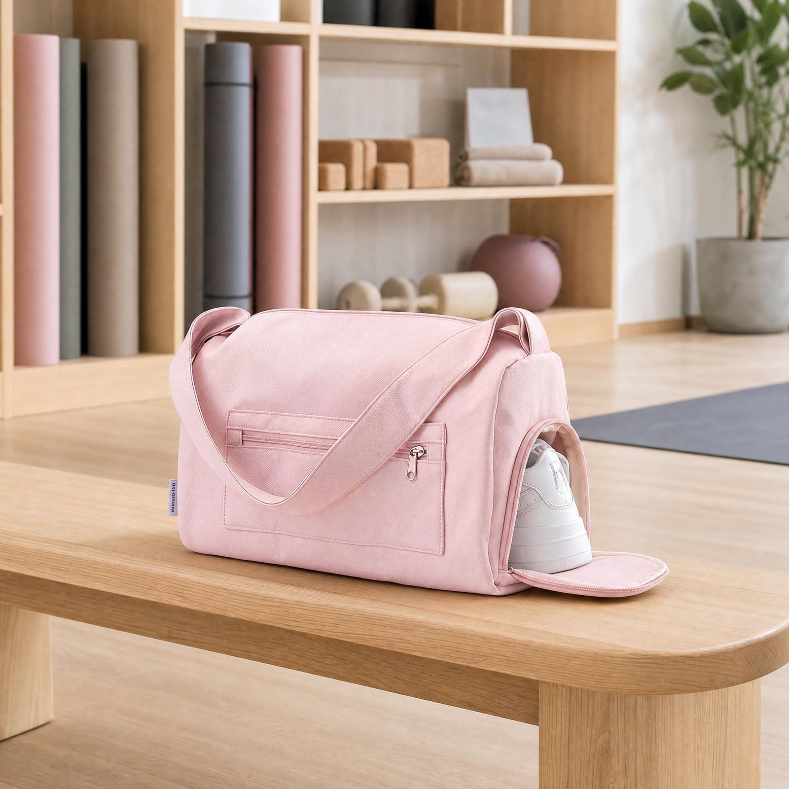 Borsa Da Palestra Donna Impermeabile Con Scomparto Scarpe - Borsone Sportivo In Nylon 40x22x22cm Per Fitness, Nuoto, Viaggio E Weekend (Rosa)