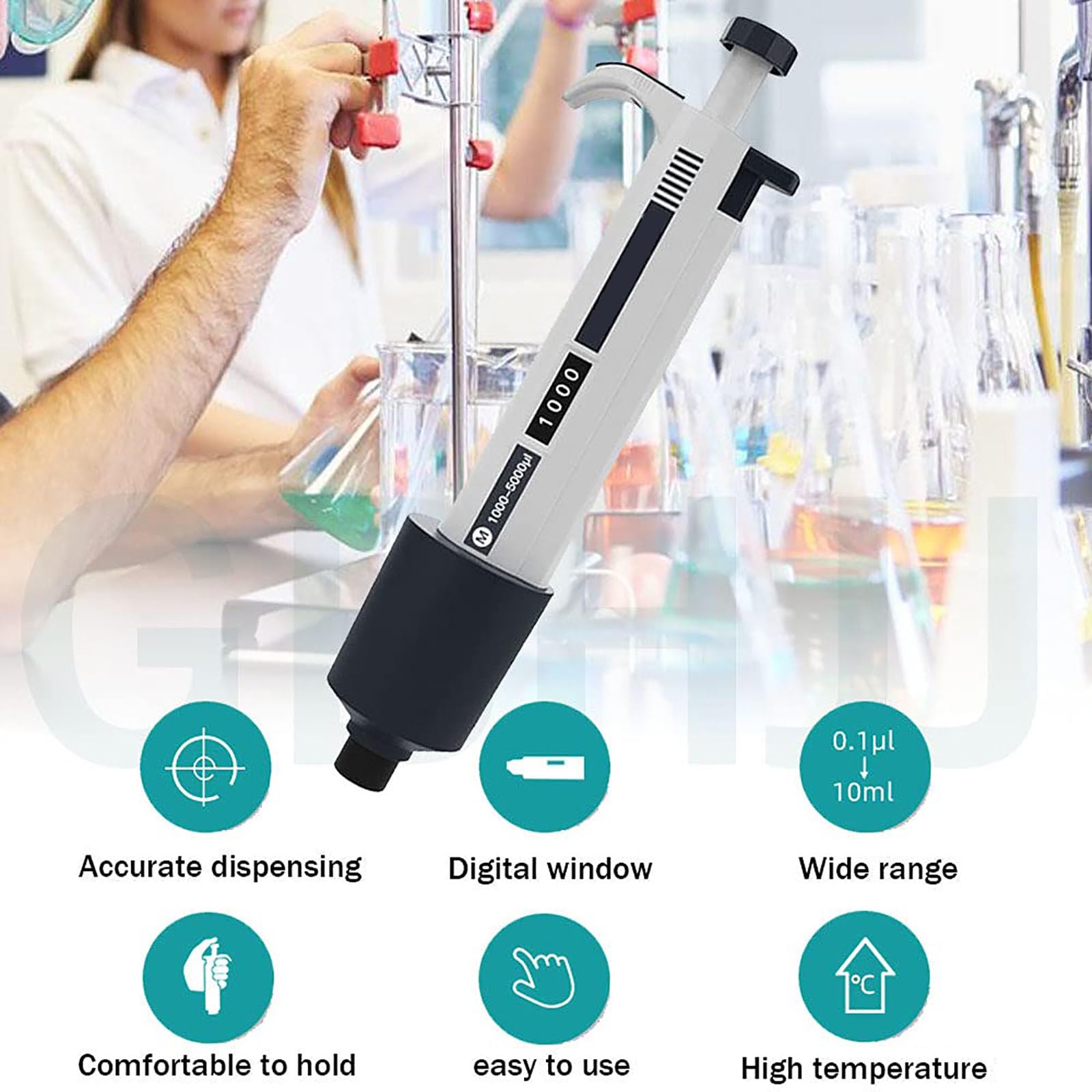 Cyfrowa Mikropipeta, 0.1 μl-10 ml, JednokanałOwa Pipeta RęCzna, Wysoka Precyzja/Brak PozostałOśCi, RęCzne CiąGłE OpróżNianie, W Tym KońCóWki Do Pipet,2~10ml