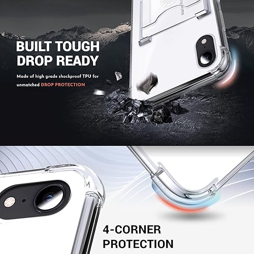 Miniatura 3 de Shields Up Funda diseñada para iPhone XR, funda minimalista con tarjetero 3 tarjetas y soporte de anillo, protección contra caídas Funda protectora