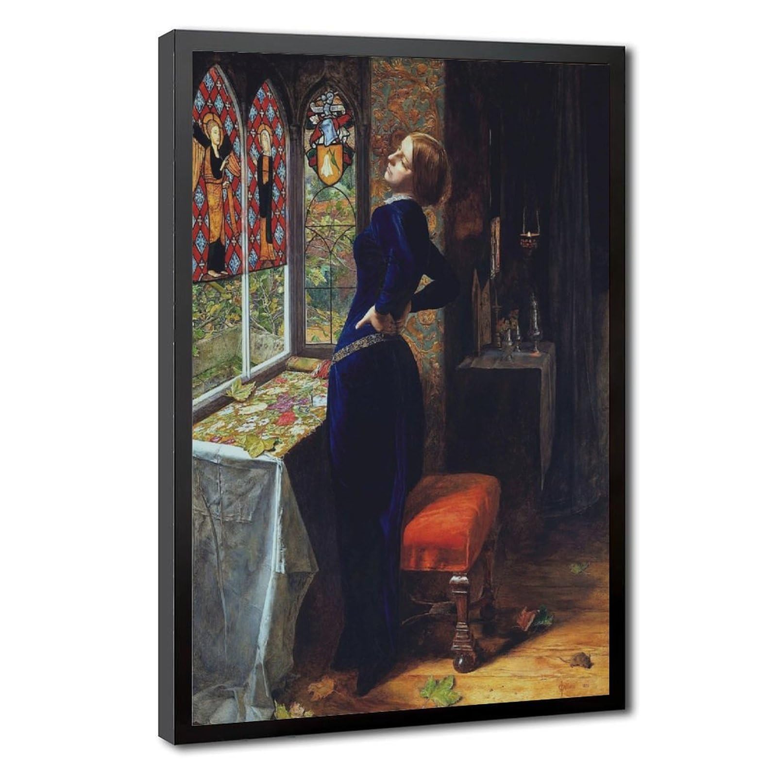 WCYB Mariana by John Everett Millais Art Posters Prints Canvas Deco Paintings Wall Art Hangable Frame 12" L X 18" W