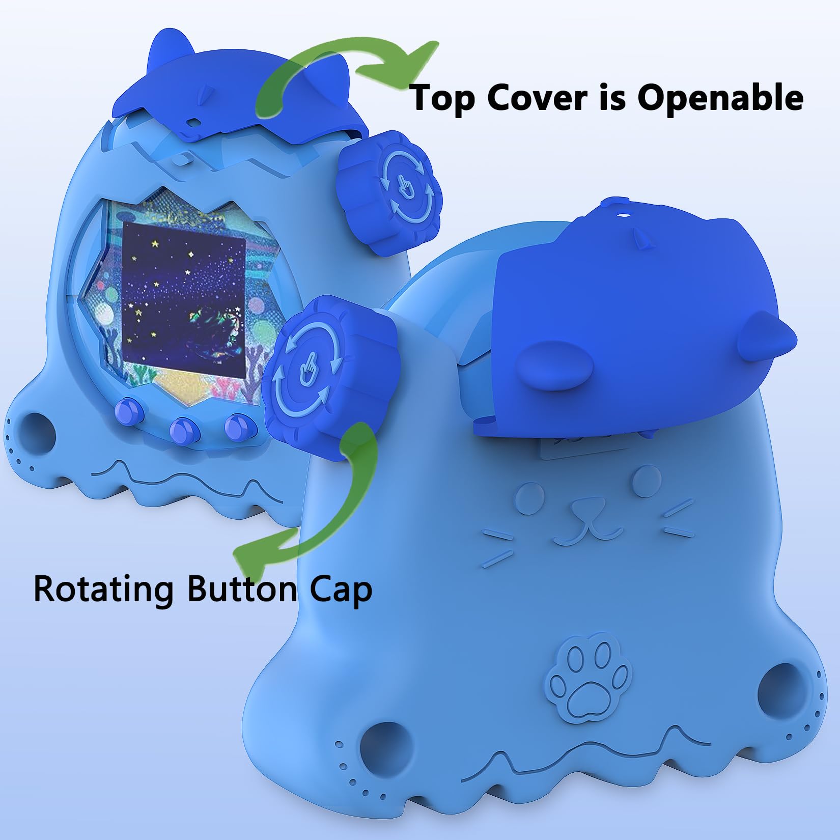 RAWECUD Protective Case for Tamagotchi Paradise Electronic Pet, Silicone Cover for Tamagotchi Paradise with Screen Protector, Hand Strap and Button Cover Protector - 4