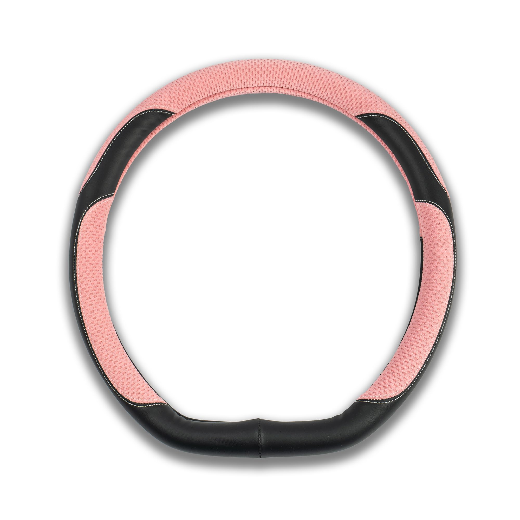 INEBIZ Universal Car Steering Wheel Cover Microfiber Leather Viscose Multi-Element Stitching (Black&Pink, D)