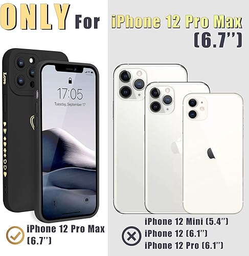 Miniatura 2 de Teageo Funda compatible con iPhone 12 Pro Max de 6.7 pulgadas para mujeres y niñas, bonito corazón de lujo funda protectora suave antiarañazos para
