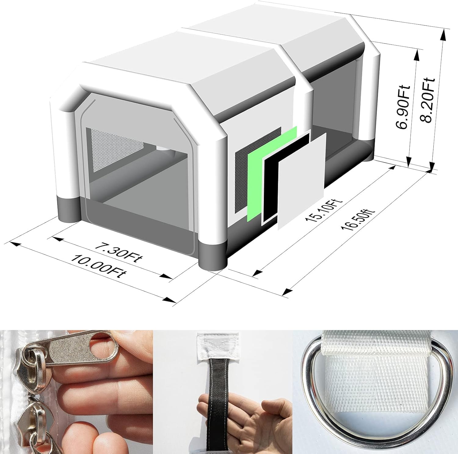 GORILLASPRO Inflatable Spray Booth 16.5x10x8Ft,Inflatable Paint Booth with 2 Blower (550W+480W),Upgrade Air Filter System Environment Friendly,More Durable Portable Spray Painting Tent