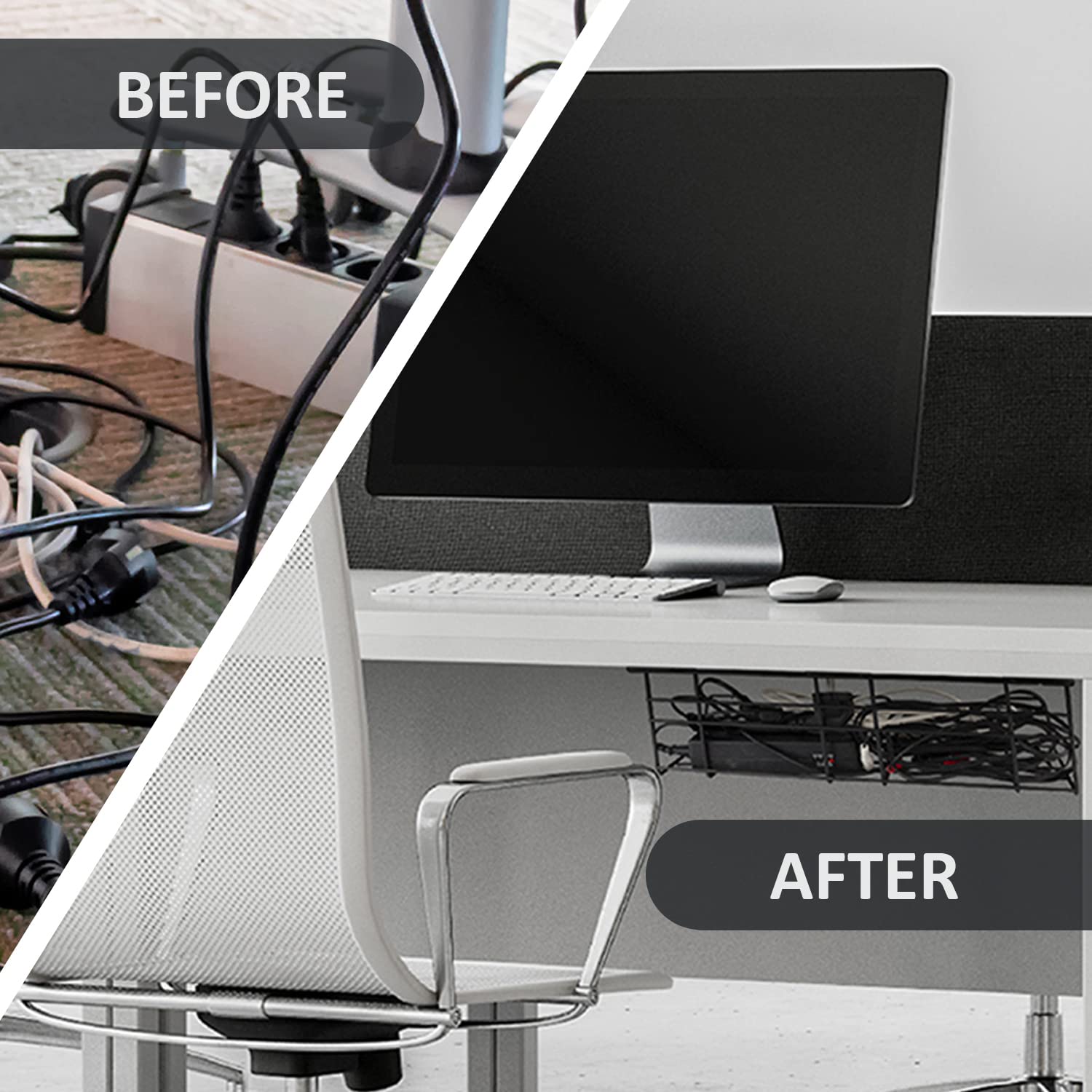 Desk Cable Management Tray, 2 Pack UltraSturdy Under Desk Storage