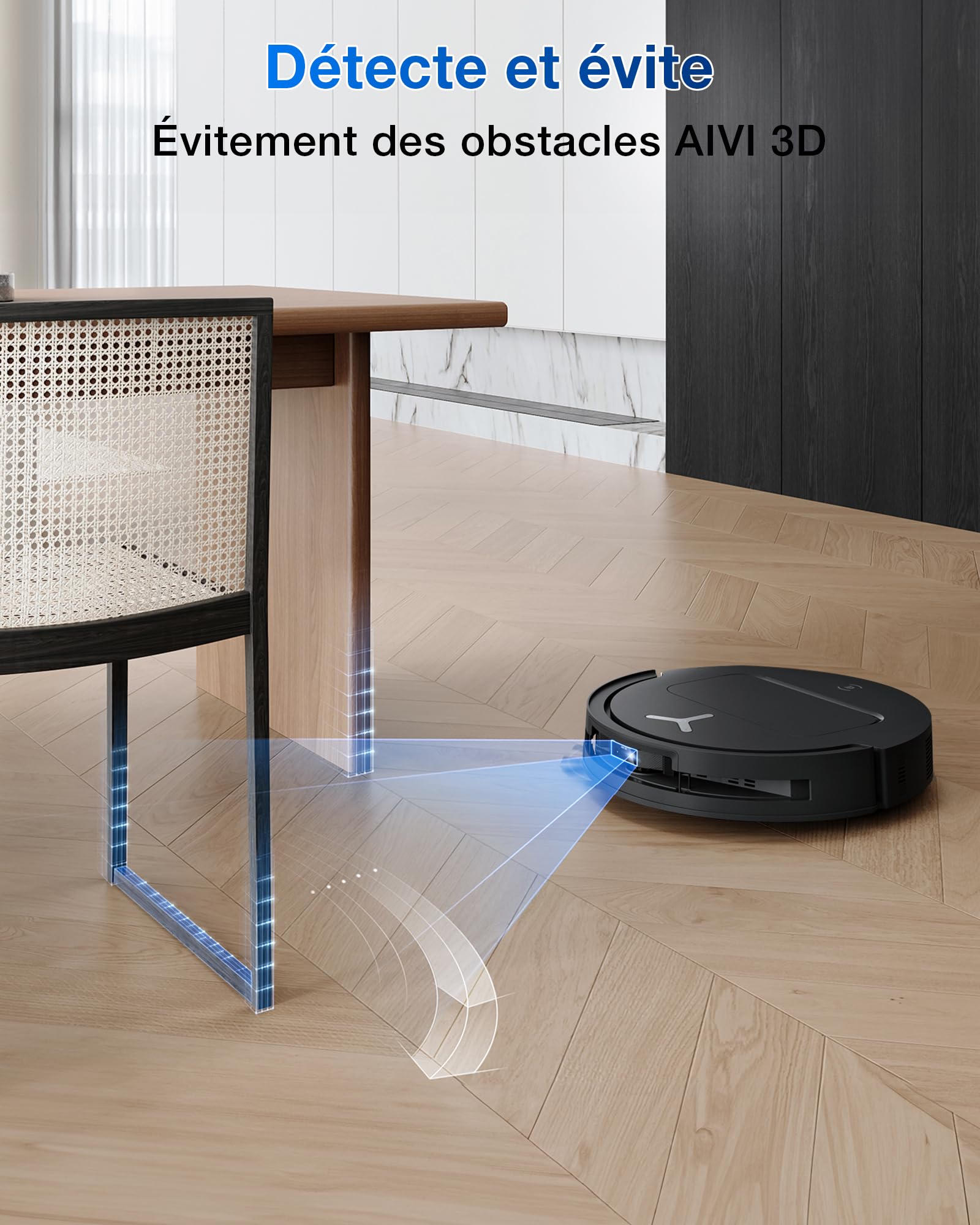 ECOVACS T50 Omni Aspirateur Robot avec Station, Puissance 15000Pa amélioré par T30 Pro Omni, Brosse latérale et serpillière Extensibles, ZeroTangle 2.0, AIVI 3D 2.0, Lavage à l'eau Chaude 75℃, Blanc