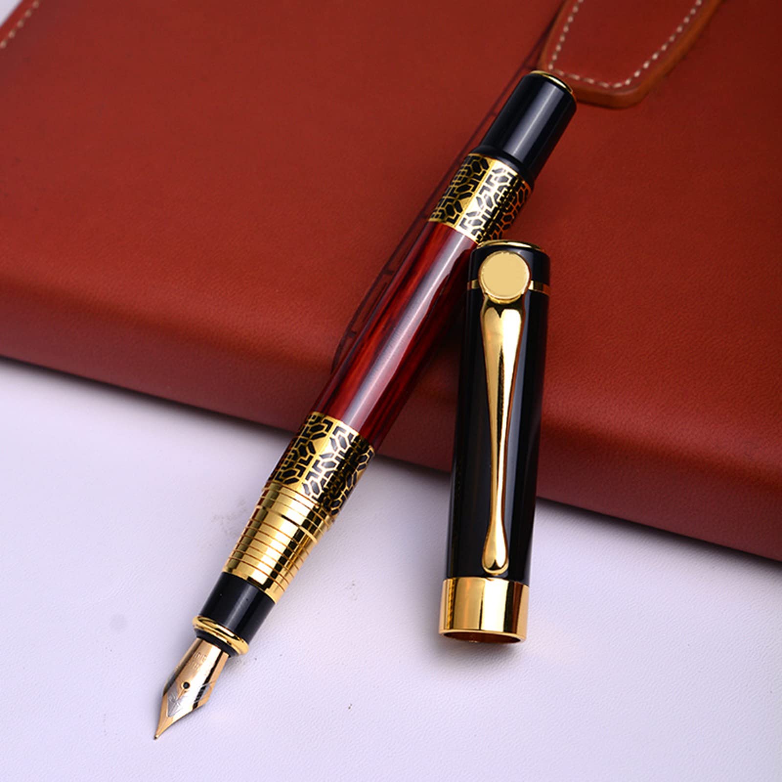Metal Wood Grain Roller Ballpoint Pen Retro Fountain Pen Signature Writing Pen for Executive Office Business Women Men — view 6