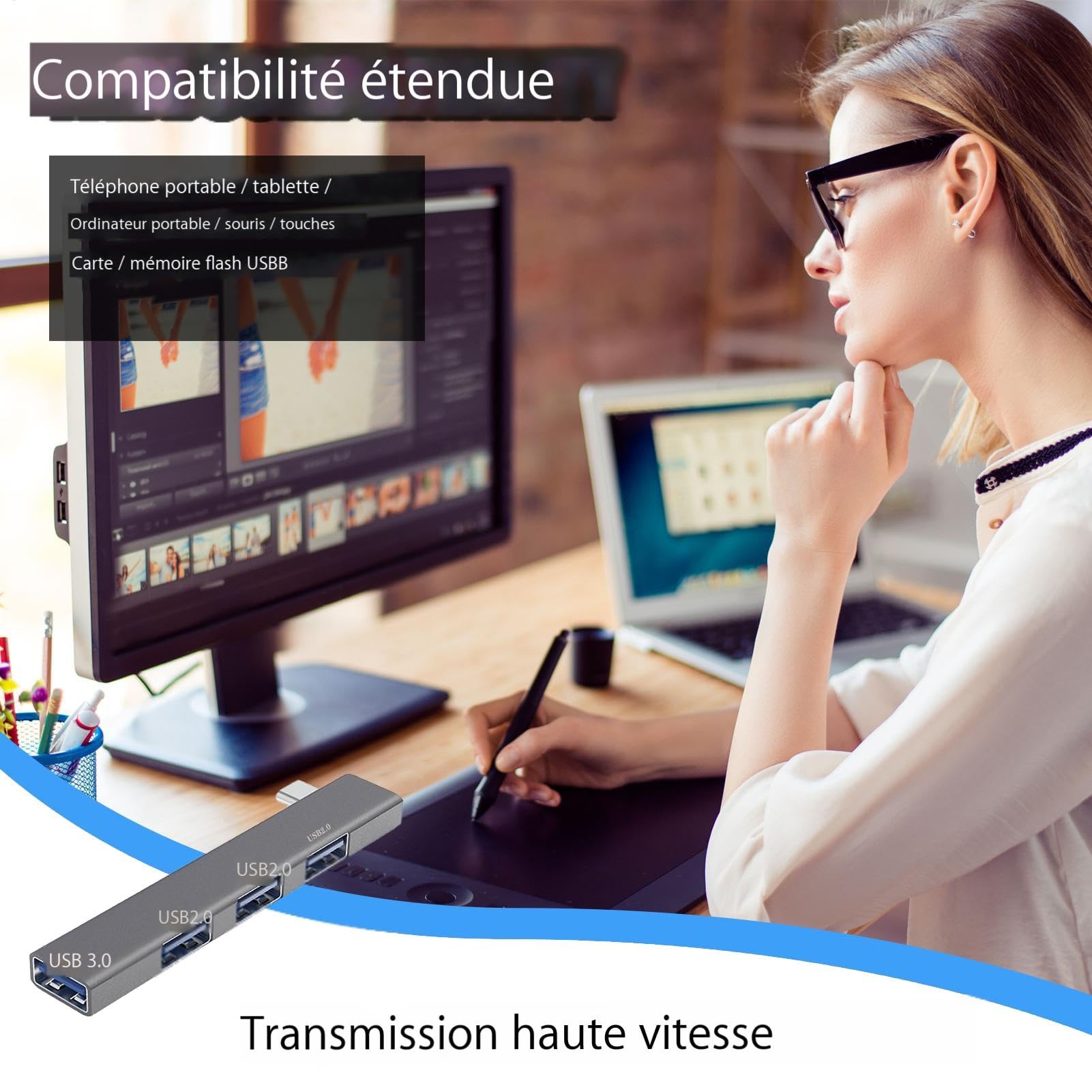 Hub USB 3.0, Hub USB 3.0, Adattatore USB 4 porte | Dati Rapido, Hub USB 4 | porte, Hub USB 3.0 Multiple, Estensione USB per computer portatile, tastiera, mouse