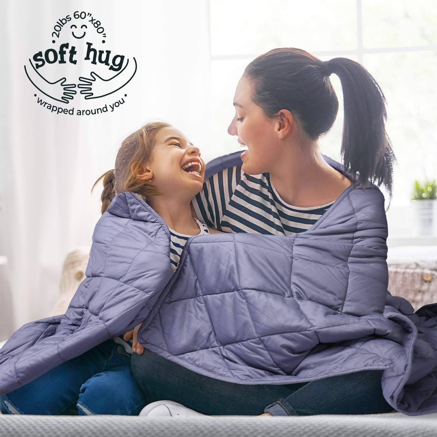 MOOKA Weighted Blanket 20 lbs for Adult, Skin-Friendly 100% Breathable Cotton Adults Weighted Blanket Queen Size 160-280 lbs, 60"x80" Heavy Blanket with Premium Glass Beads, Gift for Your Loved