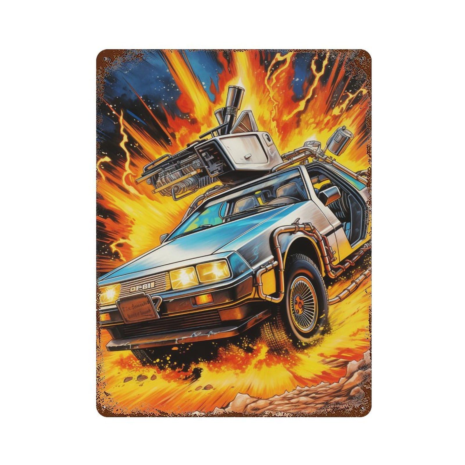 Time Machine Adventure Rustic Tin Plaque 15.7"x11.8", Classic Wall Plaque for Garage, Pub Or Kitchen