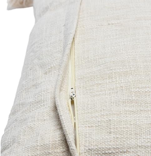 Miniatura 6 de Creative Co-Op Tejido de algodón con apliques lumbares, almohada con flecos y borlas, 24 pulgadas de largo x 16 pulgadas de ancho x 2 pulgadas de