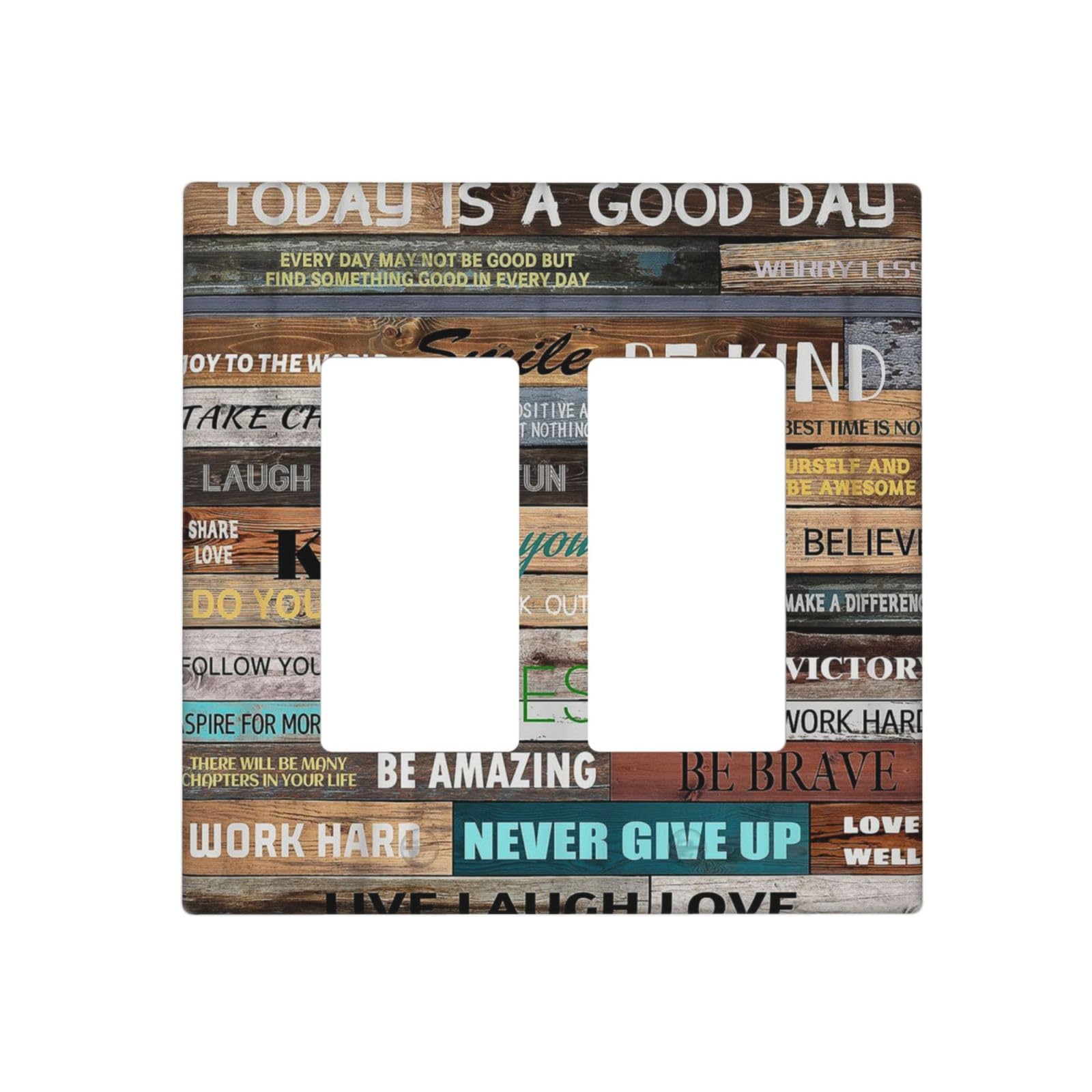 Inspirational Quotes Rustic Barn Door 2 Gang Rocker Decora Light Switch Cover Decorative Vintage Family Rules Outlet Covers Wall Plate Electrical