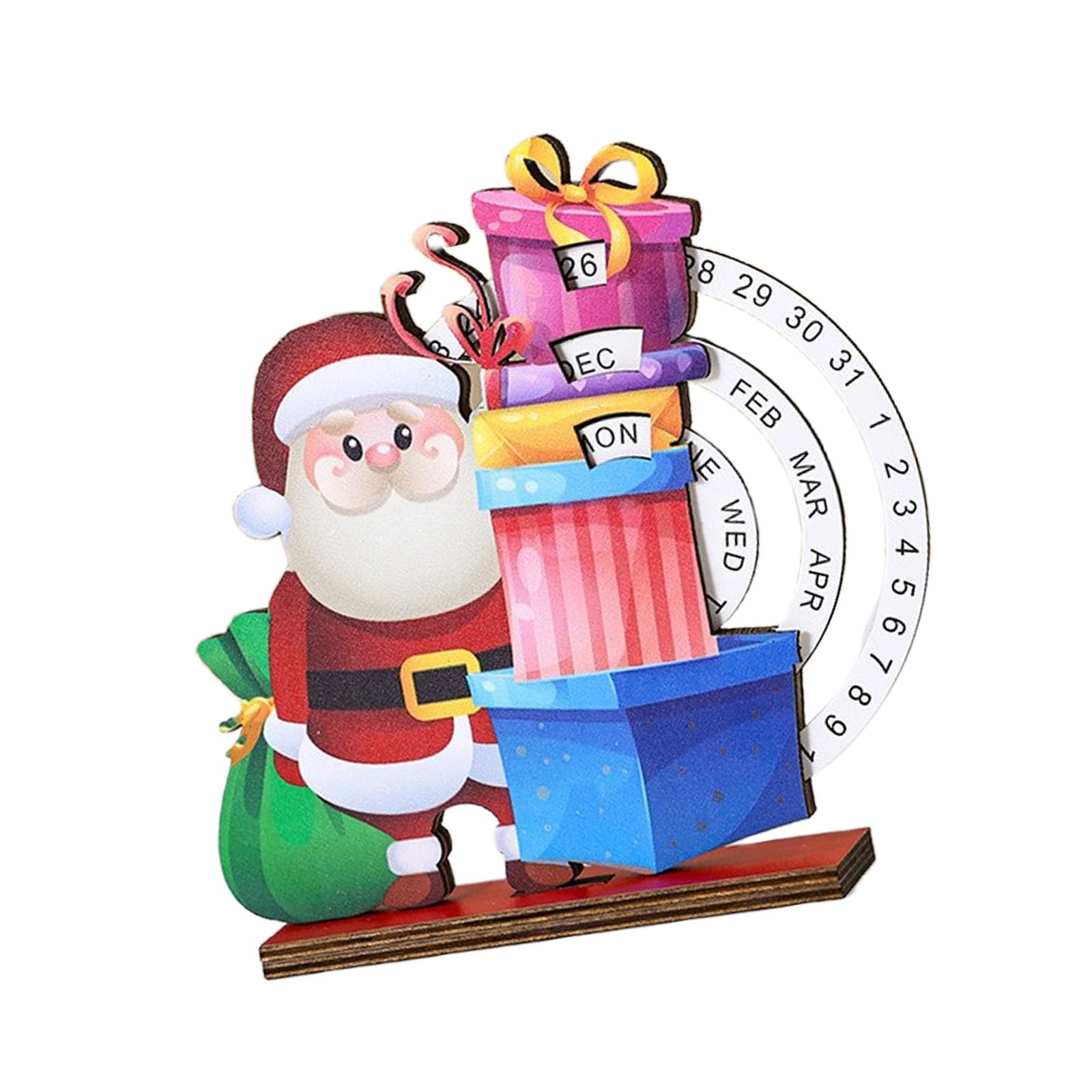 Tsophreniq Artisanal Wooden Arrival Calendar Christmas Clock Decoration Green Permanent Celebratory Home Deck Christmas Clock