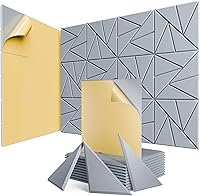 Vista 10 de Paquete de 12 paneles acústicos con autoadhesivos, paneles de espuma a prueba de sonido de 12 x 12 x 0.4 pulgadas, paneles de sonido de alta