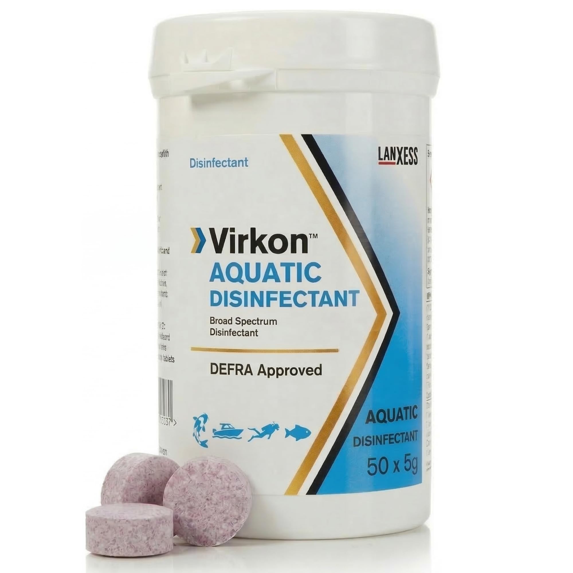 – Virkon Aquatic Tablets. 50 x 5 Gram. Broad Spectrum Virucidal Disinfectant