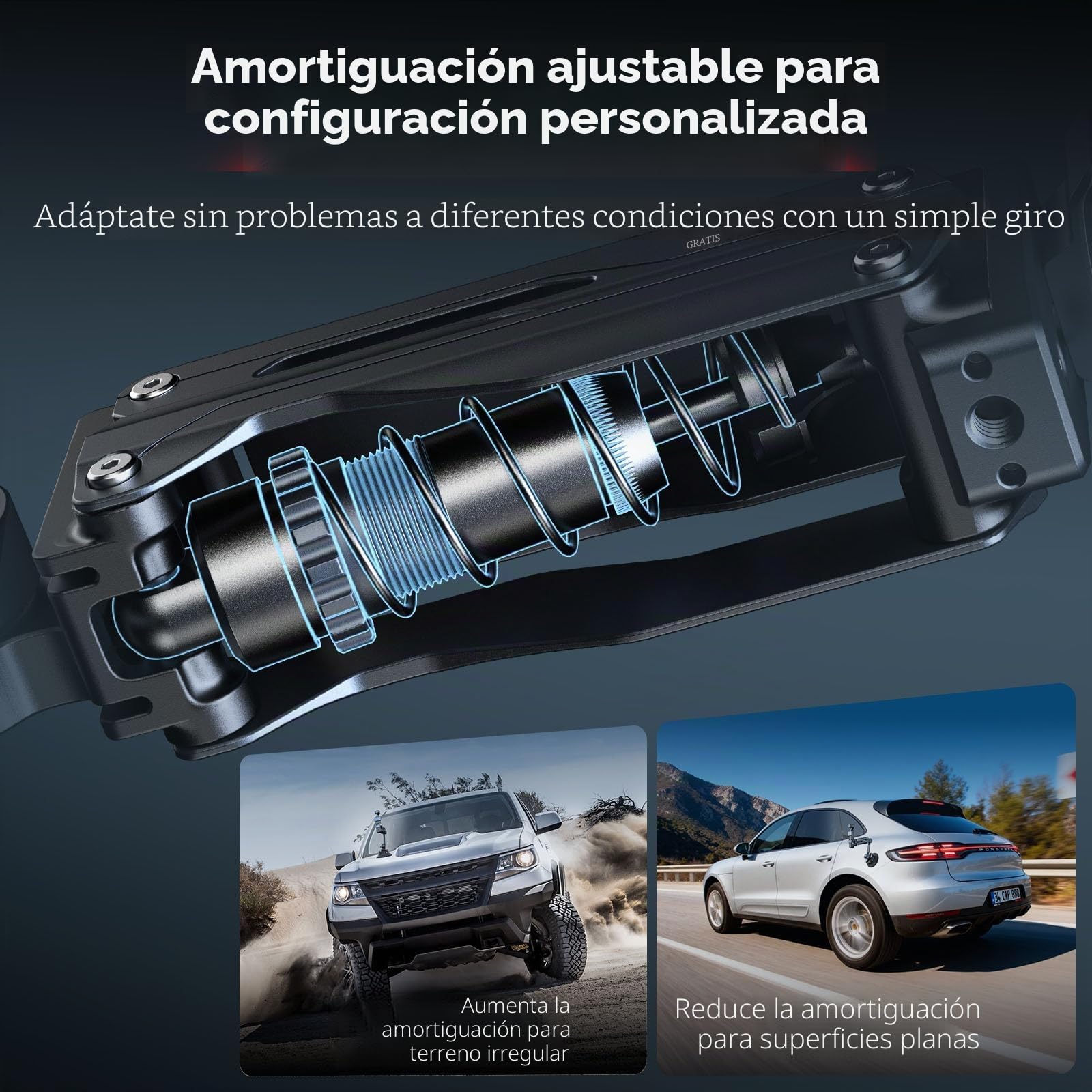 SMALLRIG Brazo Amortiguador Electrónico Mini, Ventosa de 5 Pulgadas, Doble Muelle y Amortiguación Hidráulica, Soporte para Coche para dji Osmo Pocket 4/3/GoPro HERO13/Insta360 X4, con Bolsa - 5507