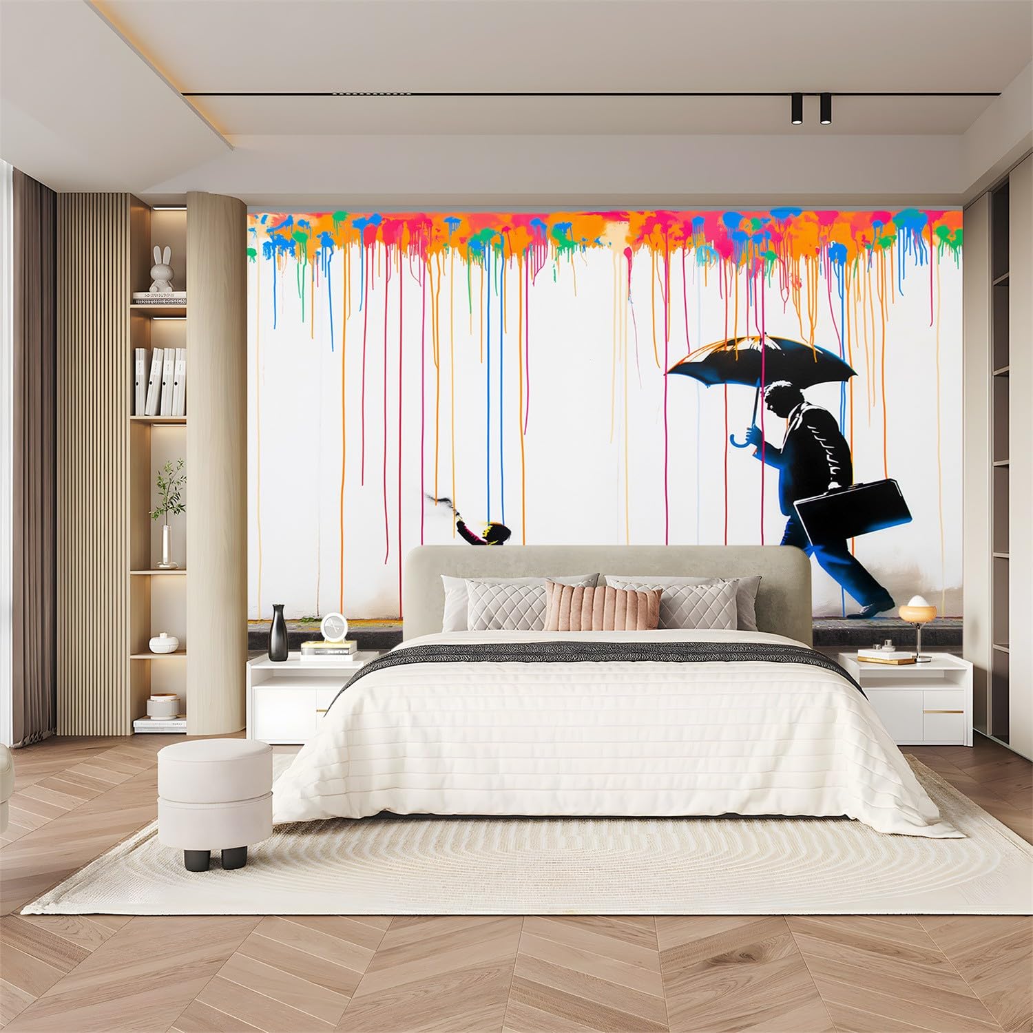 Tapeta z włókniny, graffiti, wzór ojca i syna, 300 x 210 cm, biała, wodoodporna tapeta, tapeta do salonu, pokoju dziecięcego, sypialni