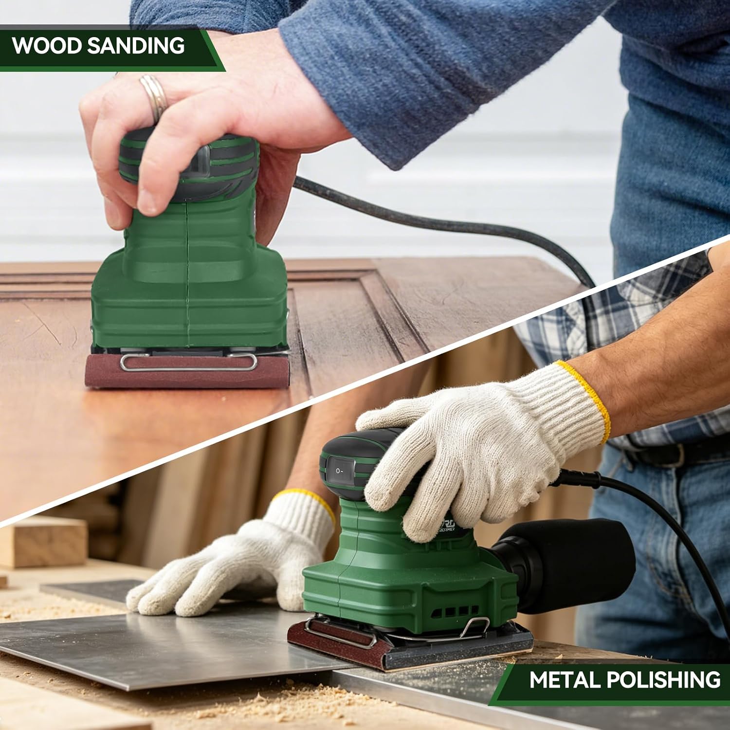 1/4 Sheet Sander, Prostormer 14000RPM Electric Palm Sander | with 21Pcs Sandpapers, Dust Bag for Woodworking, Polishing