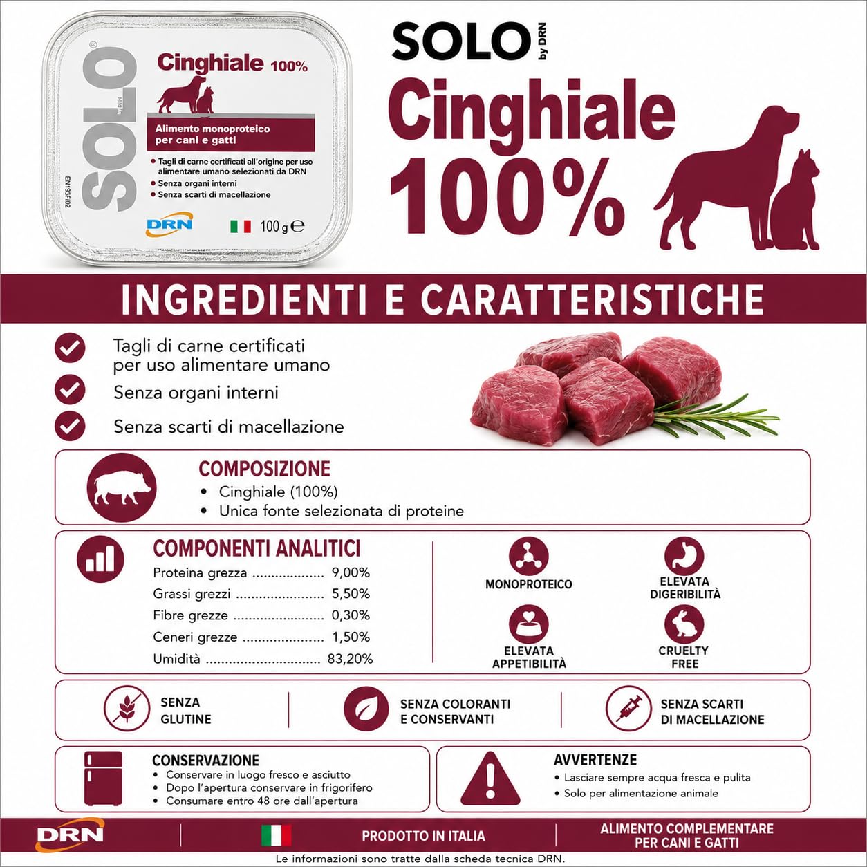 DRN SOLO CINGHIALE 100 gr- confezione da 32