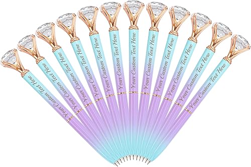 12 bolígrafos de diamantes con cristal, bolígrafos personalizados a granel con grabado sin nombre, bolígrafos de diamante personalizados, lápiz
