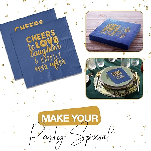 Vista 10 de Cheers to Love and Laughter Wedding Cocktail Napkins – 50 PCS 3-Ply Funny Wedding Napkins For Reception, Bridal Shower, Rehearsal Dinner, and Rose