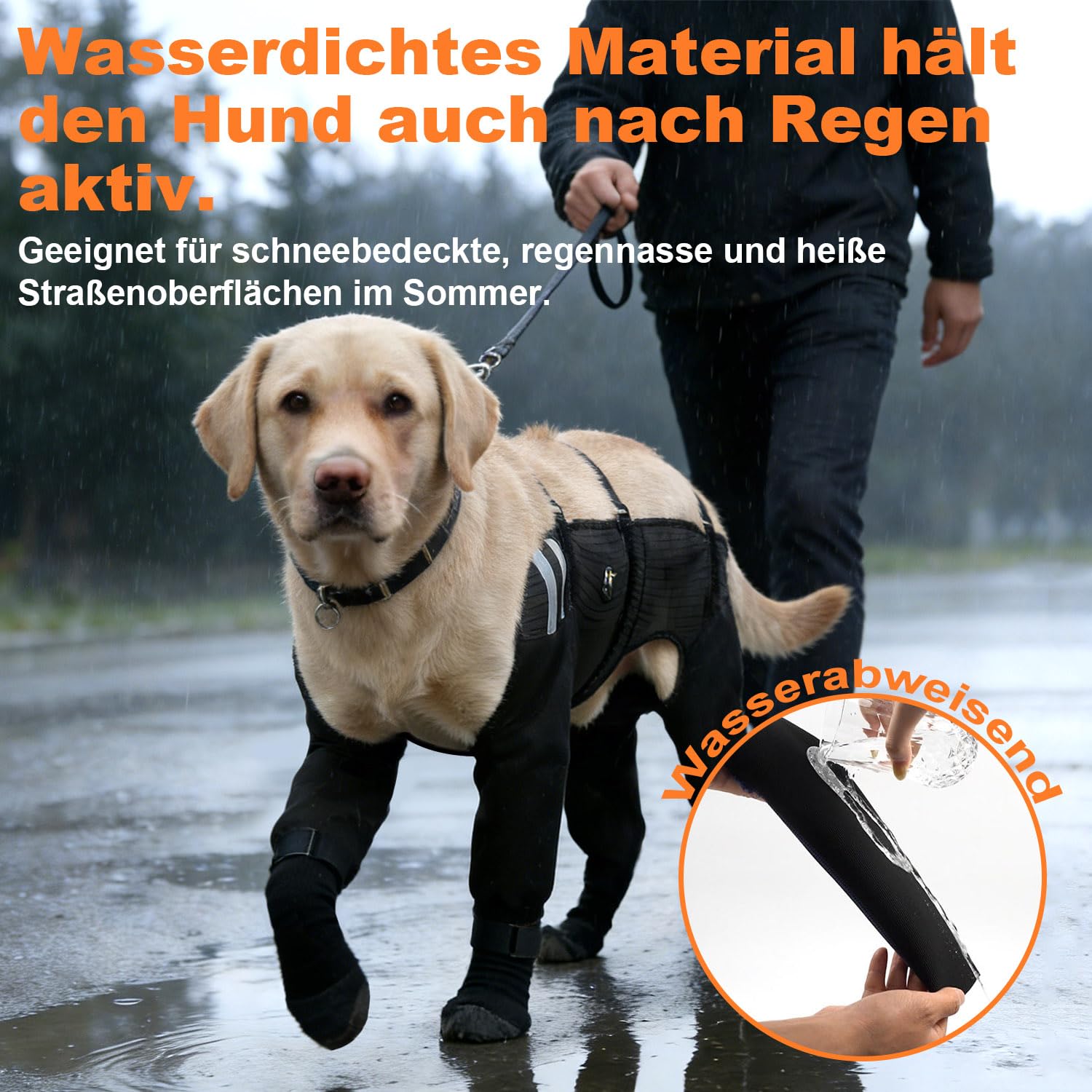 COODEO Hundefüße Socken für Alle 4 Pfoten, Wasserfest rutschfest Einfach Anzuziehen, Lickschutz Pfoten-Schutz, Langlebig Warm Salzfest, für Regen Schnee Nach OP Wundpflege Tagesgebrauch (Schwarz, XL)