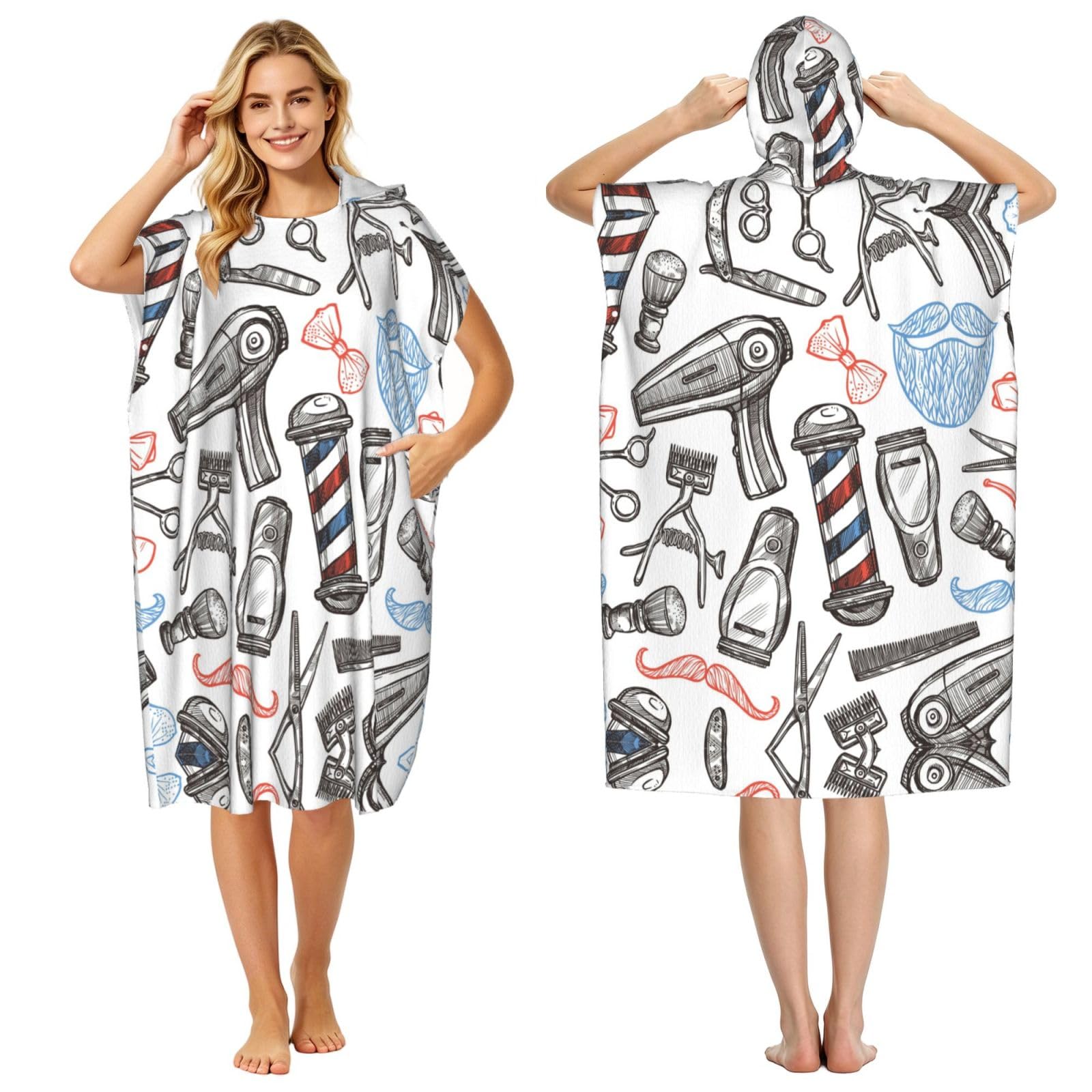 Poncho à capuche pour adultes serviette de bain surf et natation été léger