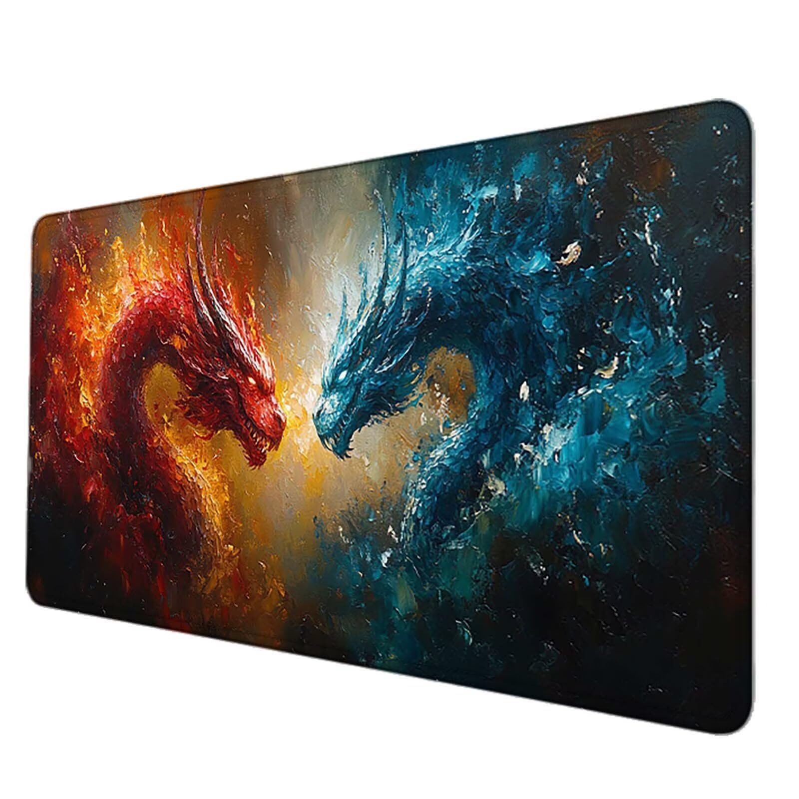 Podkładka pod mysz dla zwierząt XXL 1200 x 600 mm, wodoodporna podkładka pod mysz smok wzór szyte krawędzie design akcesoria biurowe antypoślizgowa gumowa podstawa powierzchnia dla graczy, biurko