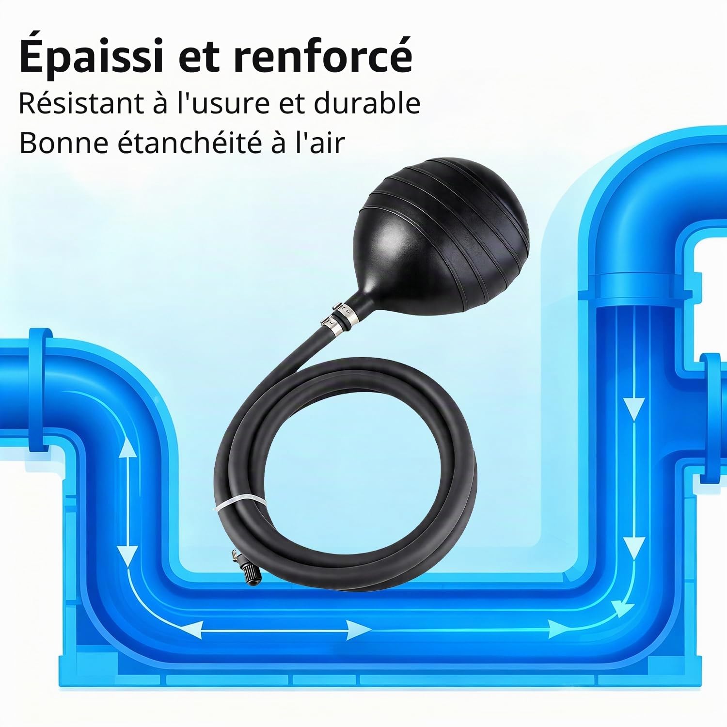 Tissting Bouchon Gonflable pour Tuyaux 110mm Obturateur de Drain Flexible | Étanchéité Rapide pour Réparation, Idéal Plomberie, Assainissement, Inspection, Outil Professionnel et Bricoleur