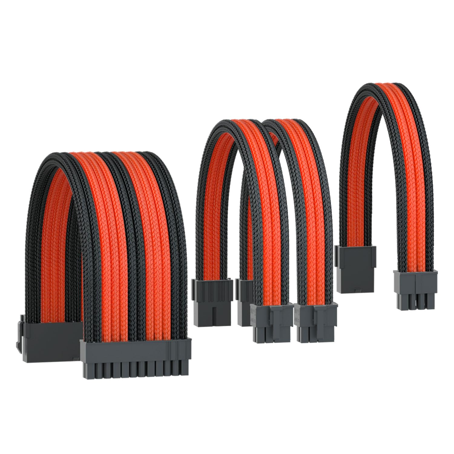 ASTRAL COOLER PSU Extension Power Supply Cable Kit 18AWG ATX 24P+ (1) EPS 8-P+ (2) PCI-E8-P with Cable Combs(Black/Orange)