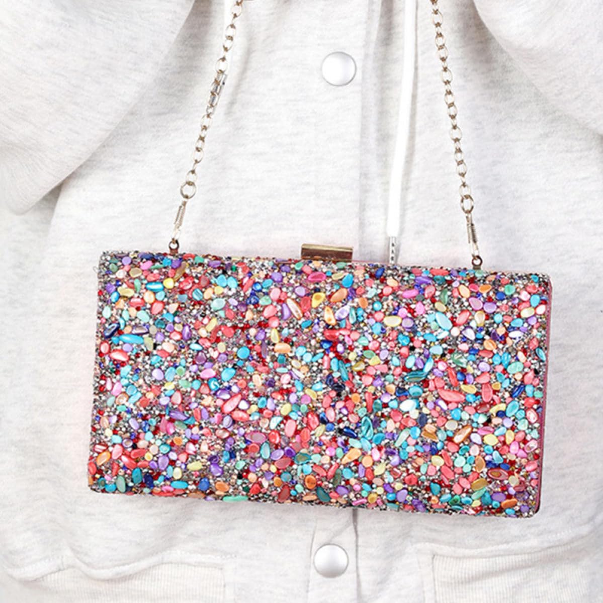 Generisch Abendtasche Damen, Bunte Partytüte, Dekorative Kettenhandtasche, praktisch und tragbar, geeignet für Partys und besondere Anlässe